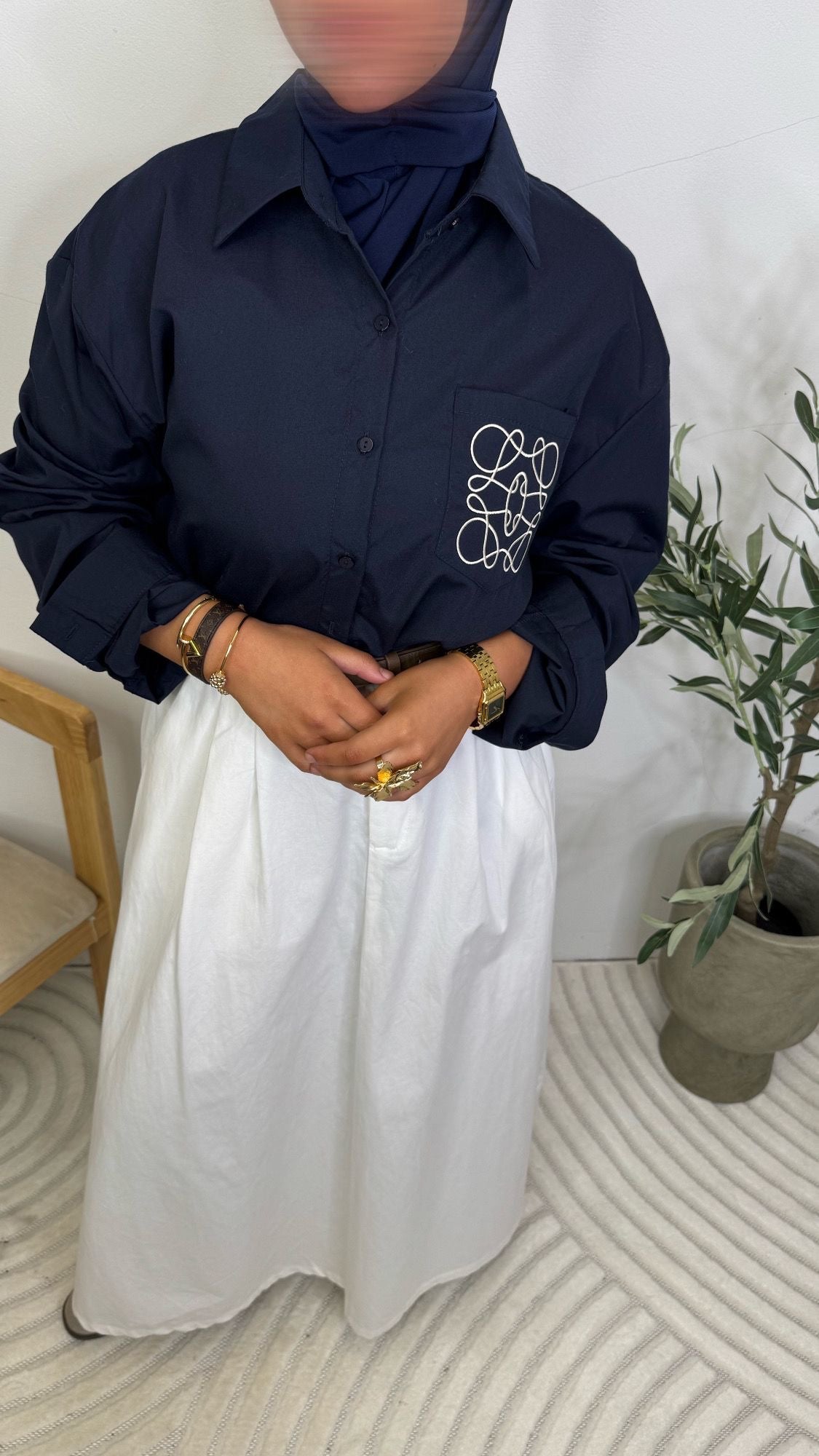 Oversized shirt with signature embroidery