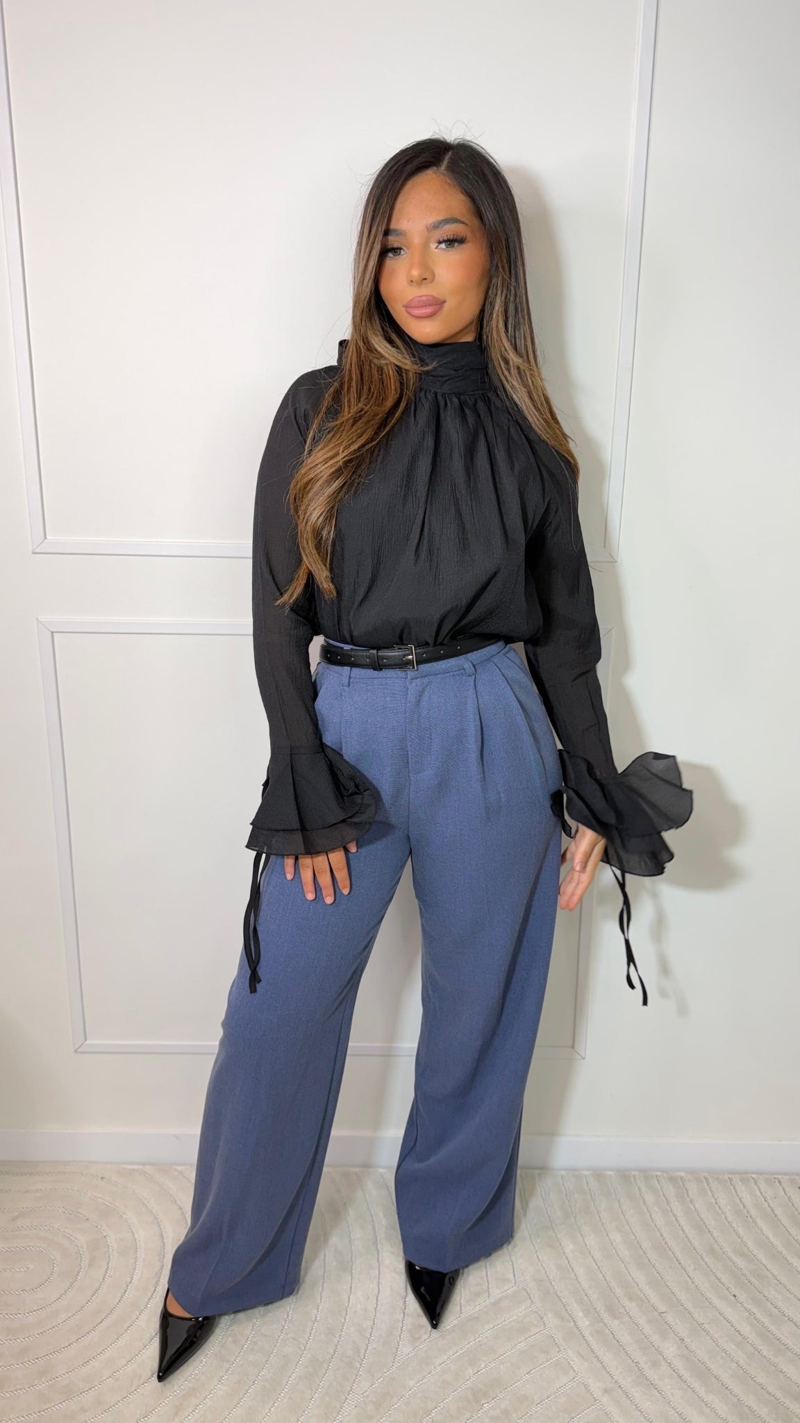 Geplooide broek met hoge taille