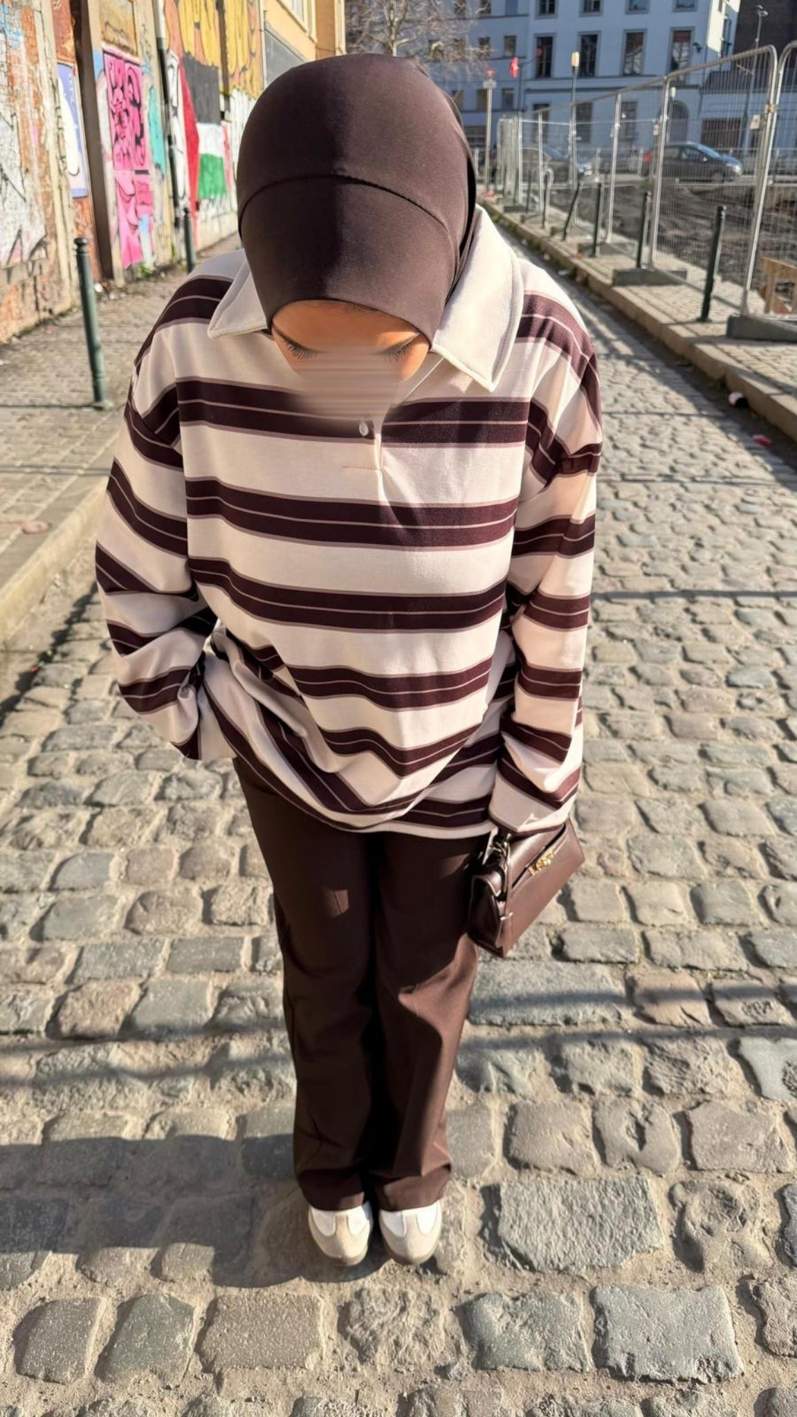 Pull rayé oversize à col montant