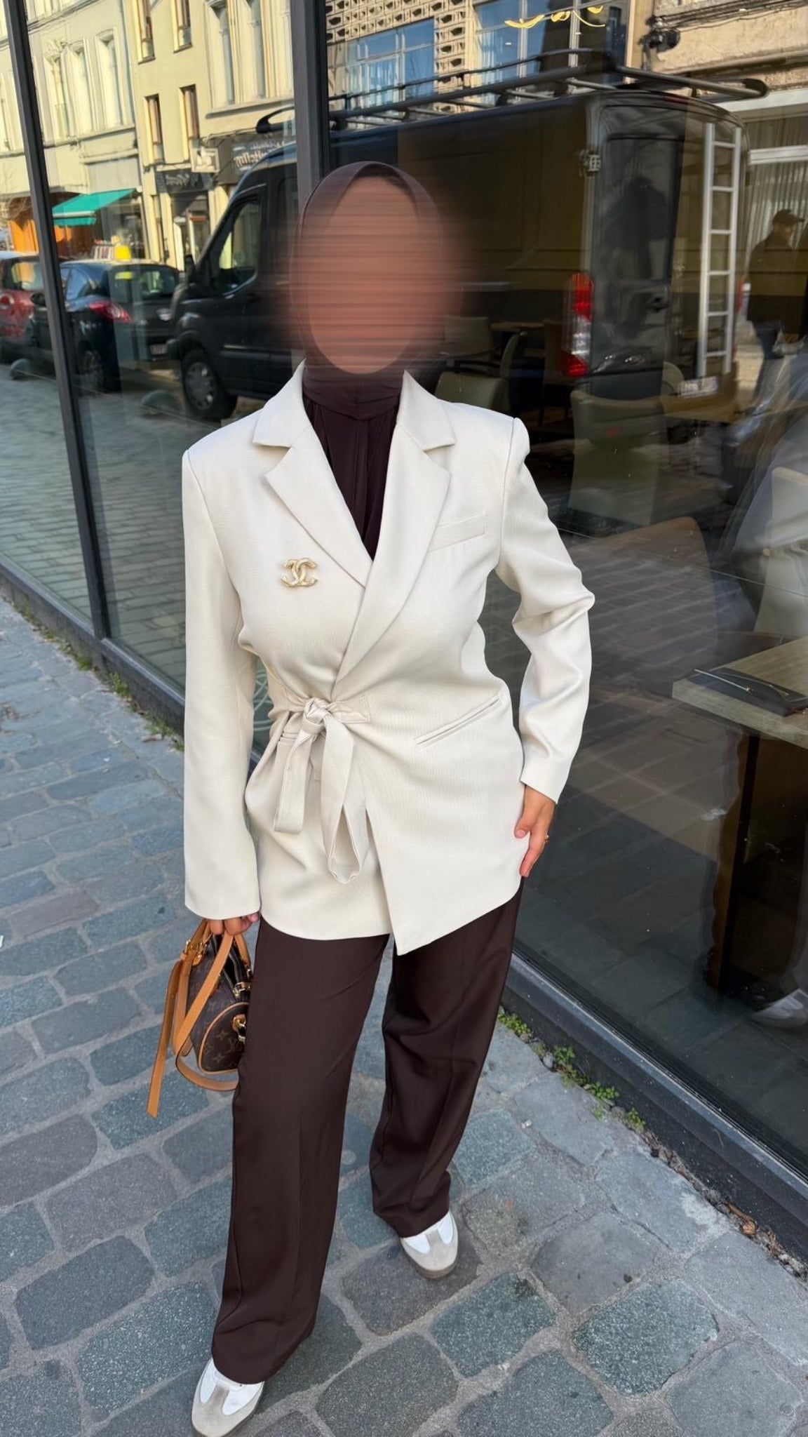 Gestructureerde blazer met ceintuur