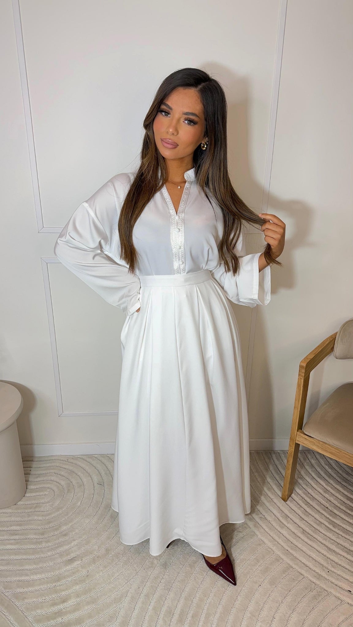 Structured blouse and skirt set