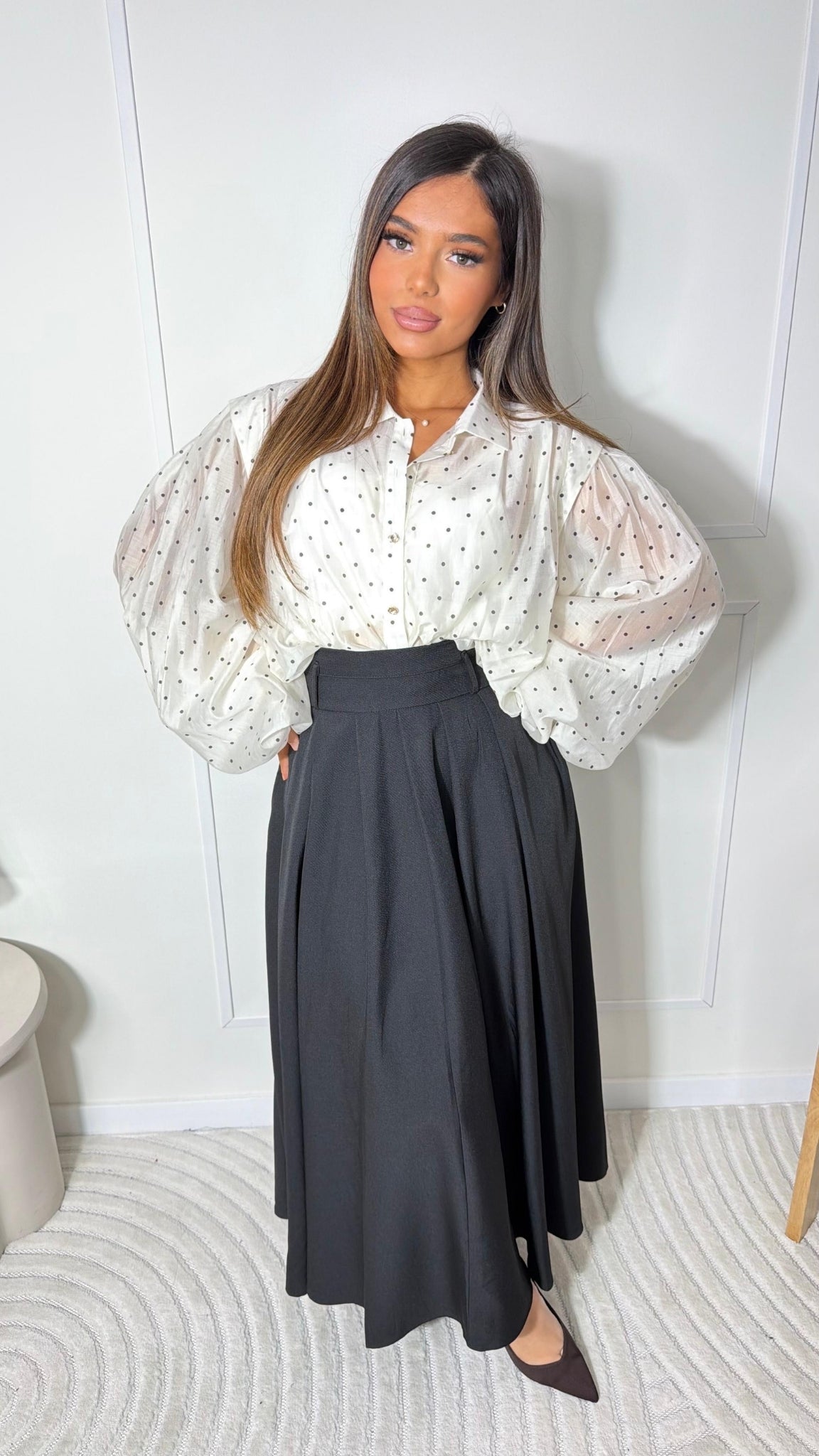 Flowy polka dot blouse