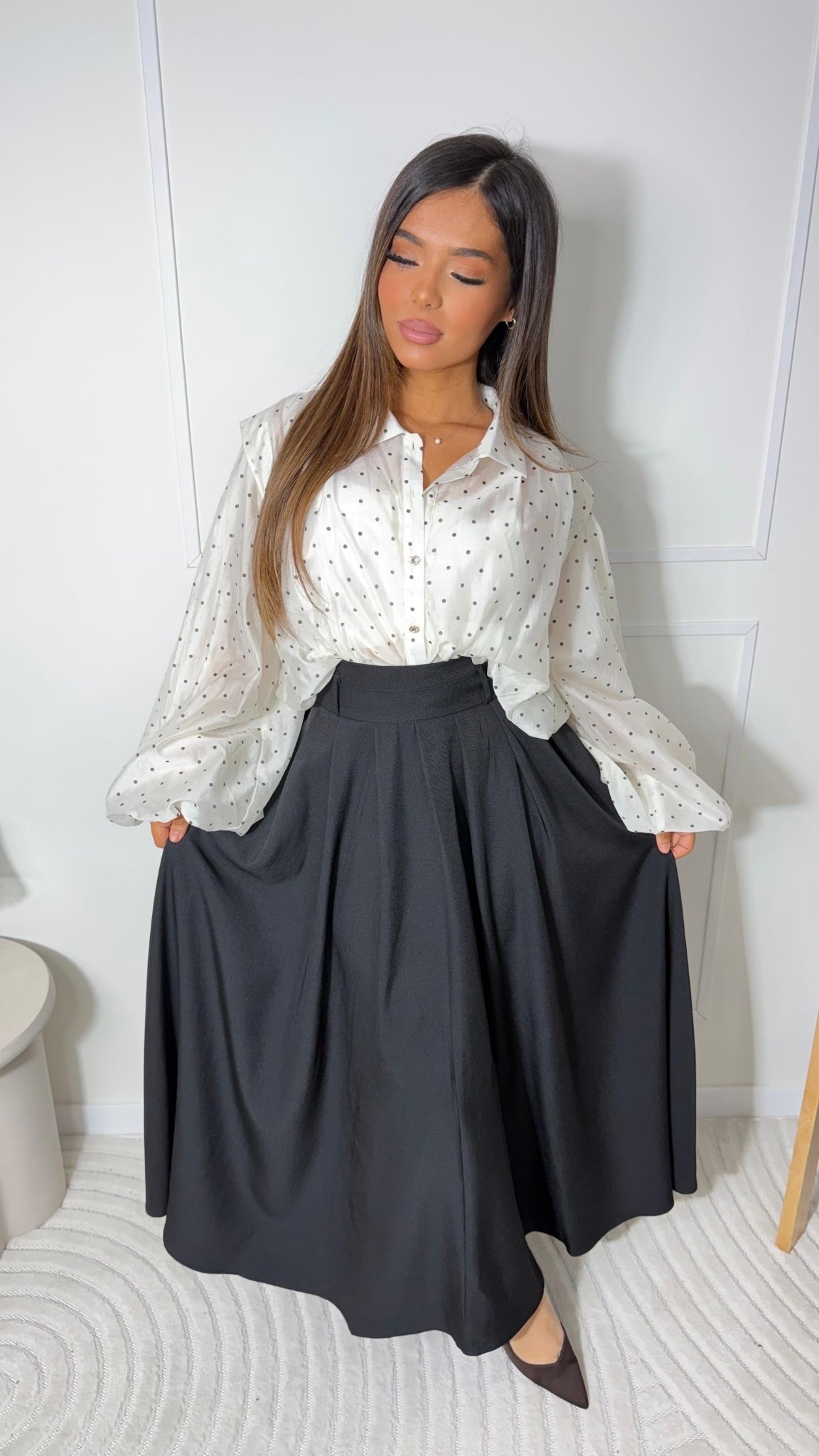 Flowy polka dot blouse