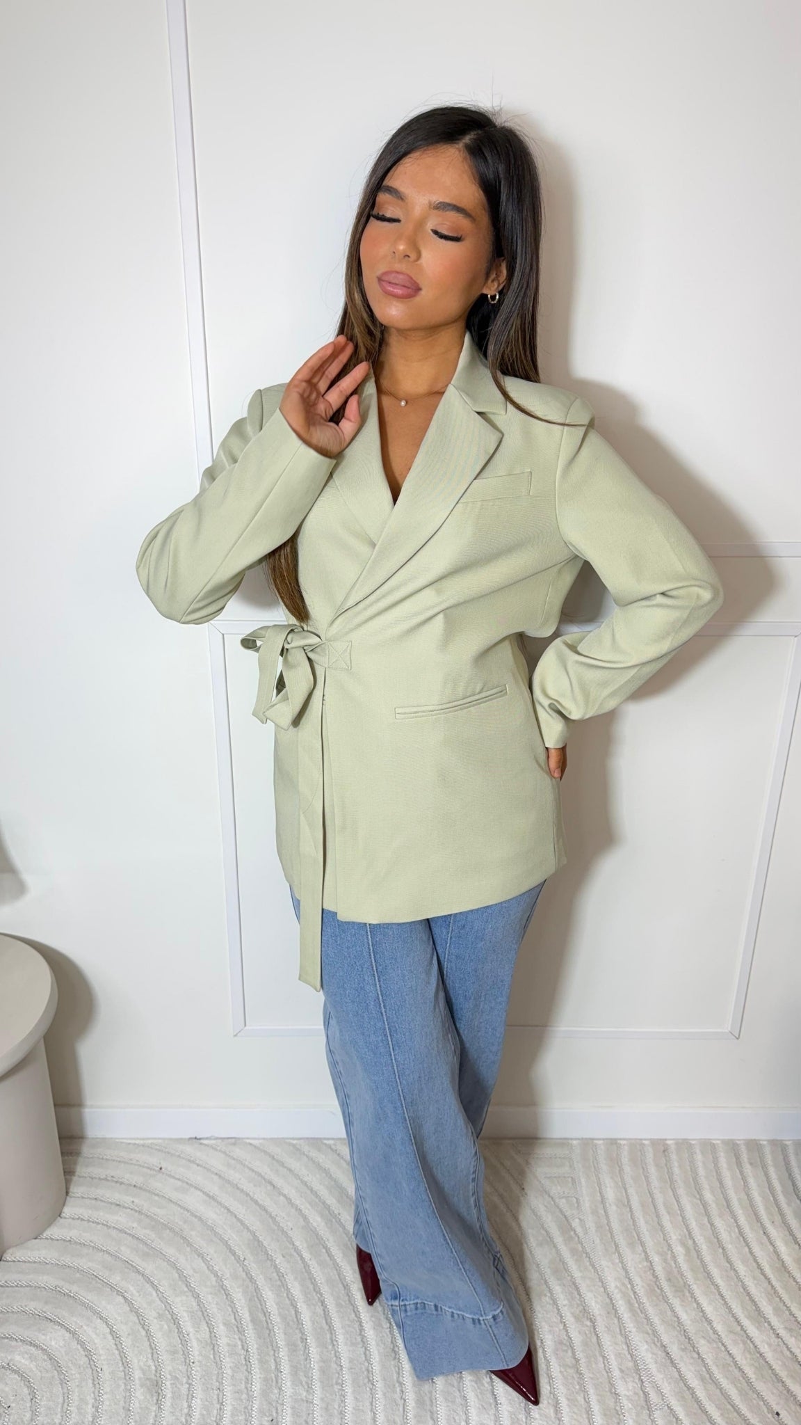 Gestructureerde blazer met ceintuur