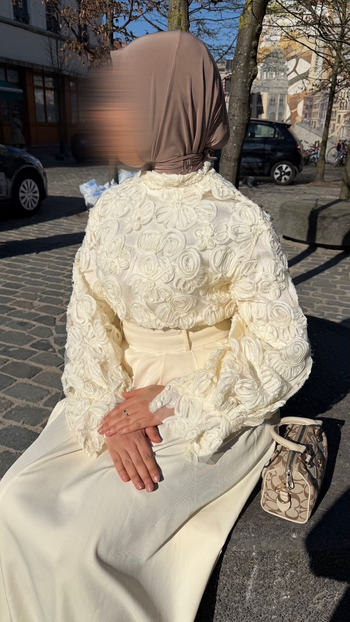 Blouse met bloemenprint en reliëf