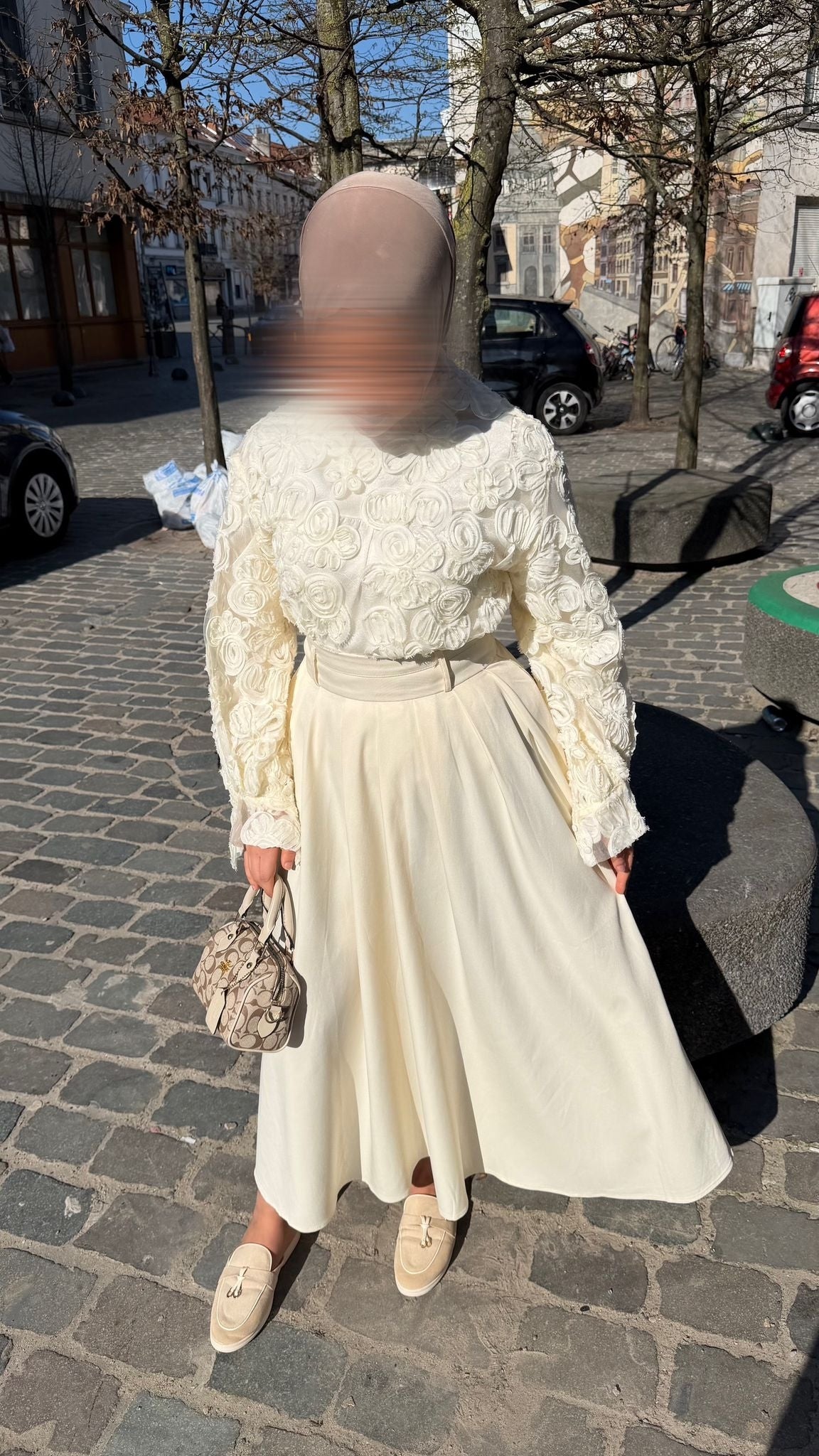 Blouse met bloemenprint en reliëf