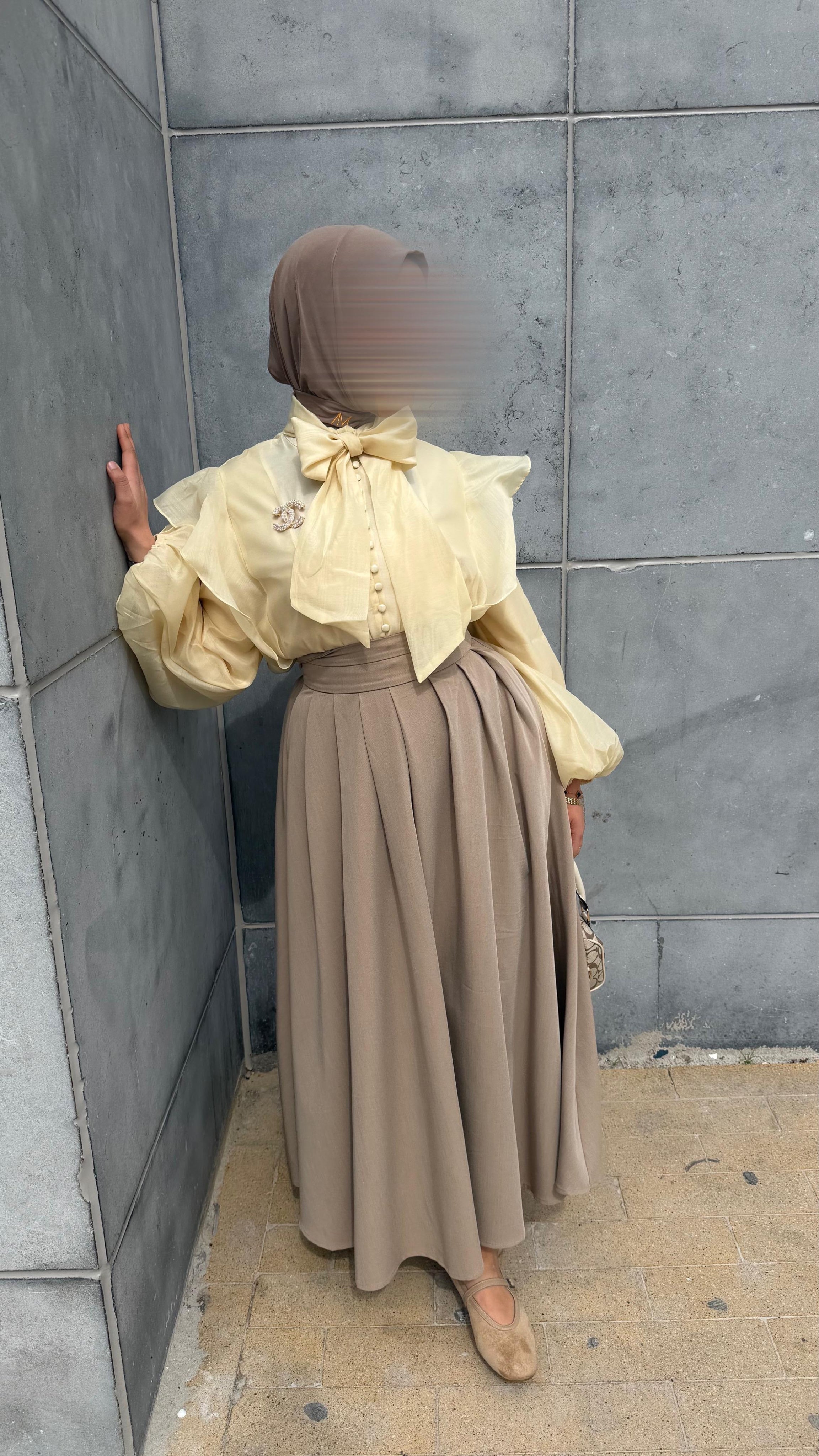 Uitlopende rok met plooien en geaccentueerde taille