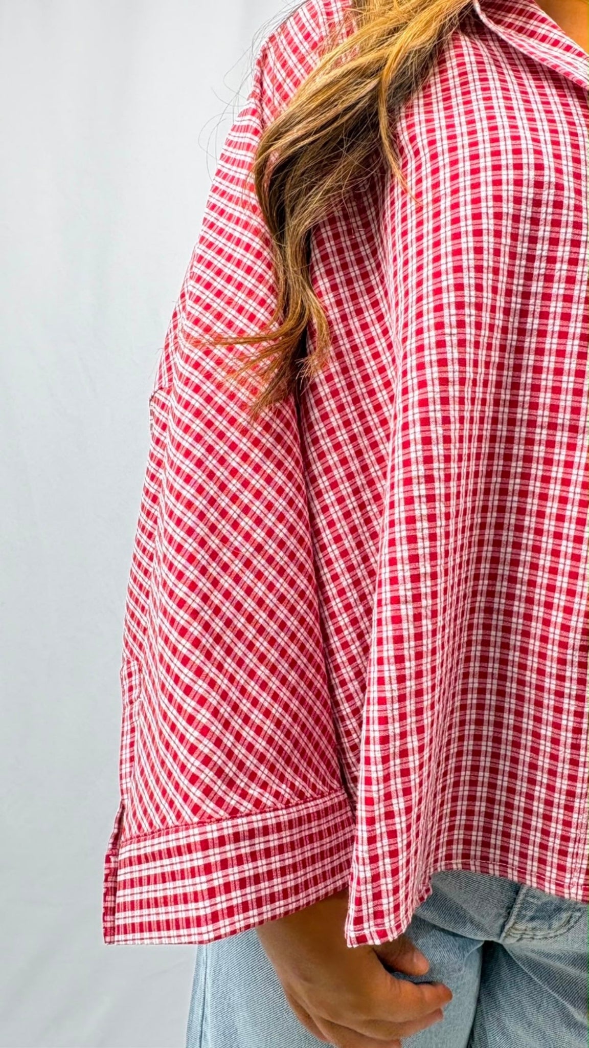 Chemise oversize à carreaux boutonnée