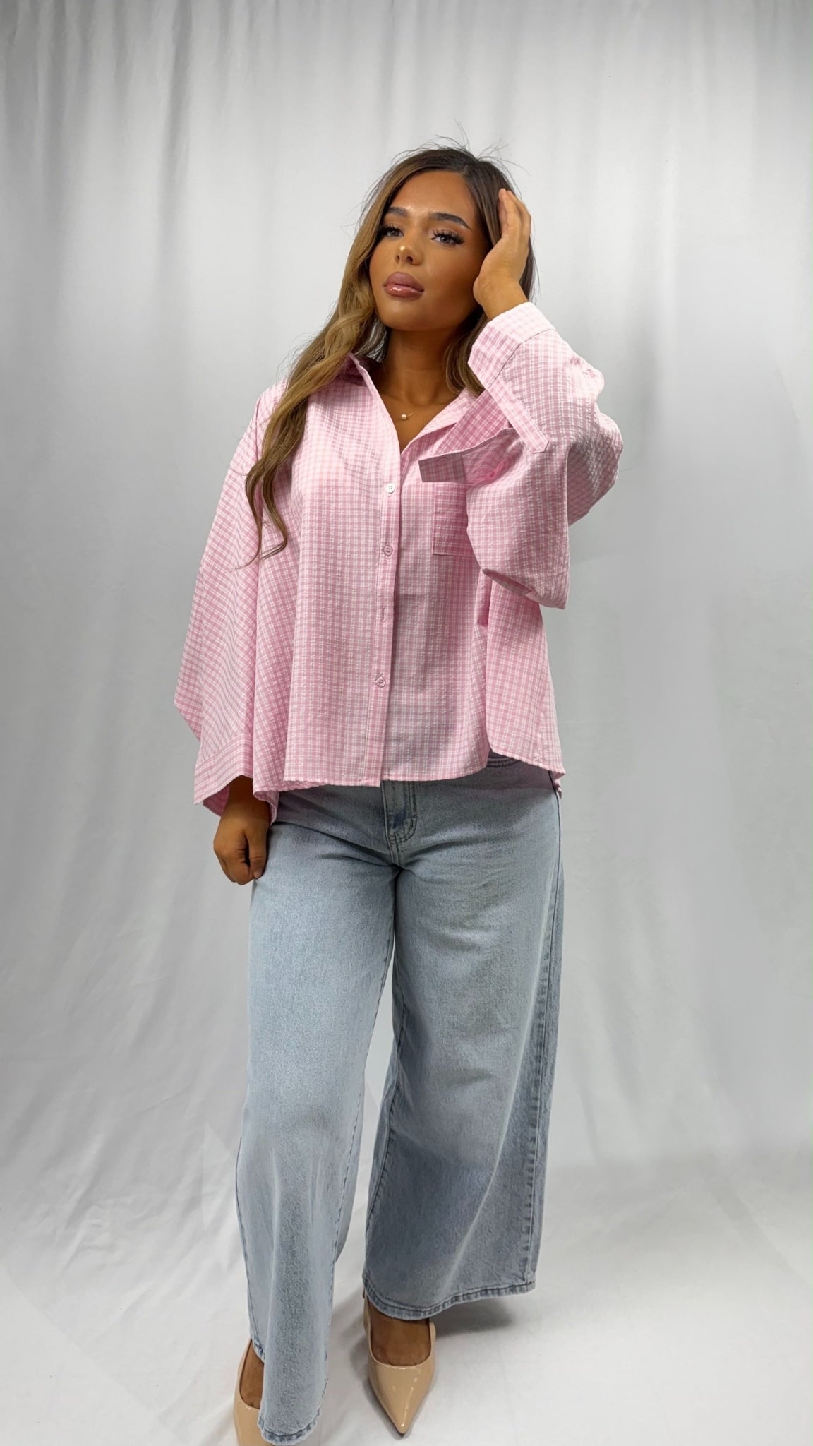 Chemise oversize à carreaux boutonnée
