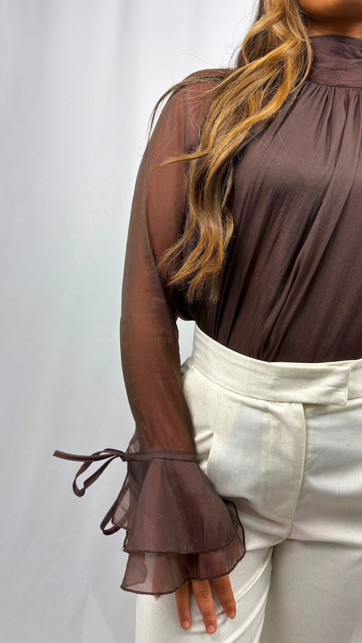 Pantalon fluide lin taille haute