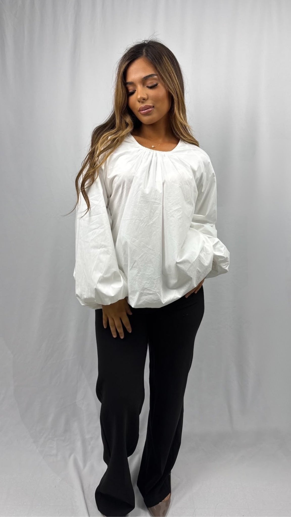Blouse oversize manches bouffantes