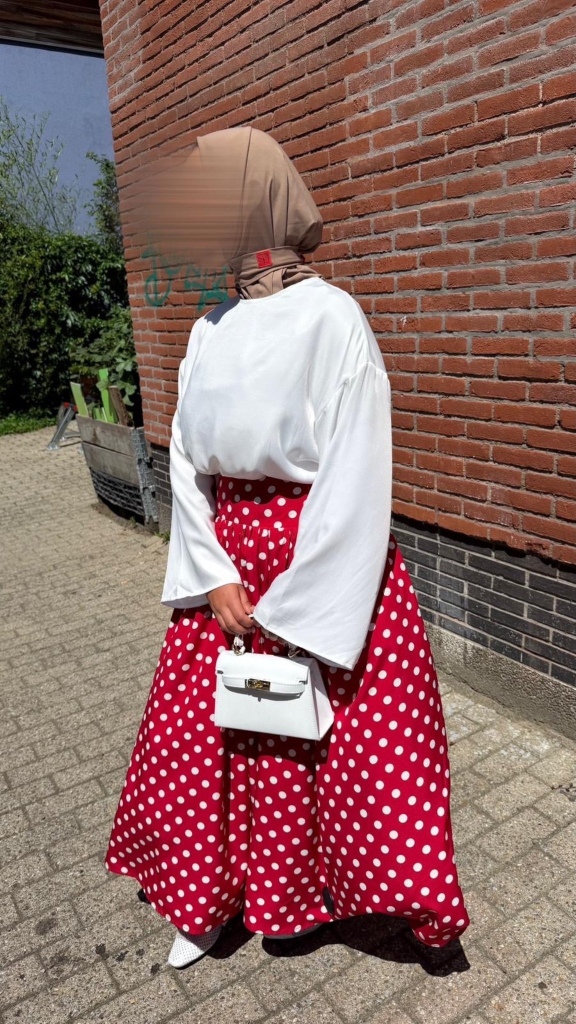 Jupe midi fluide pois taille élastiquée