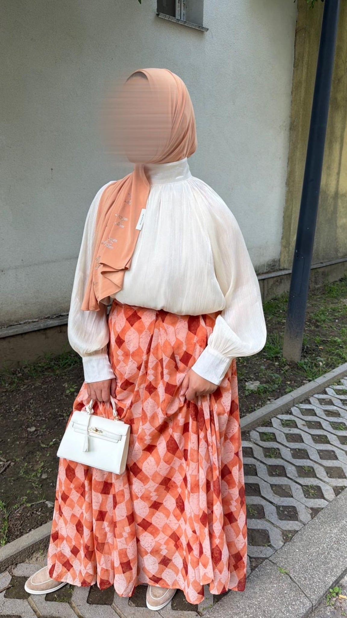 Flowy diamond-print maxi skirt