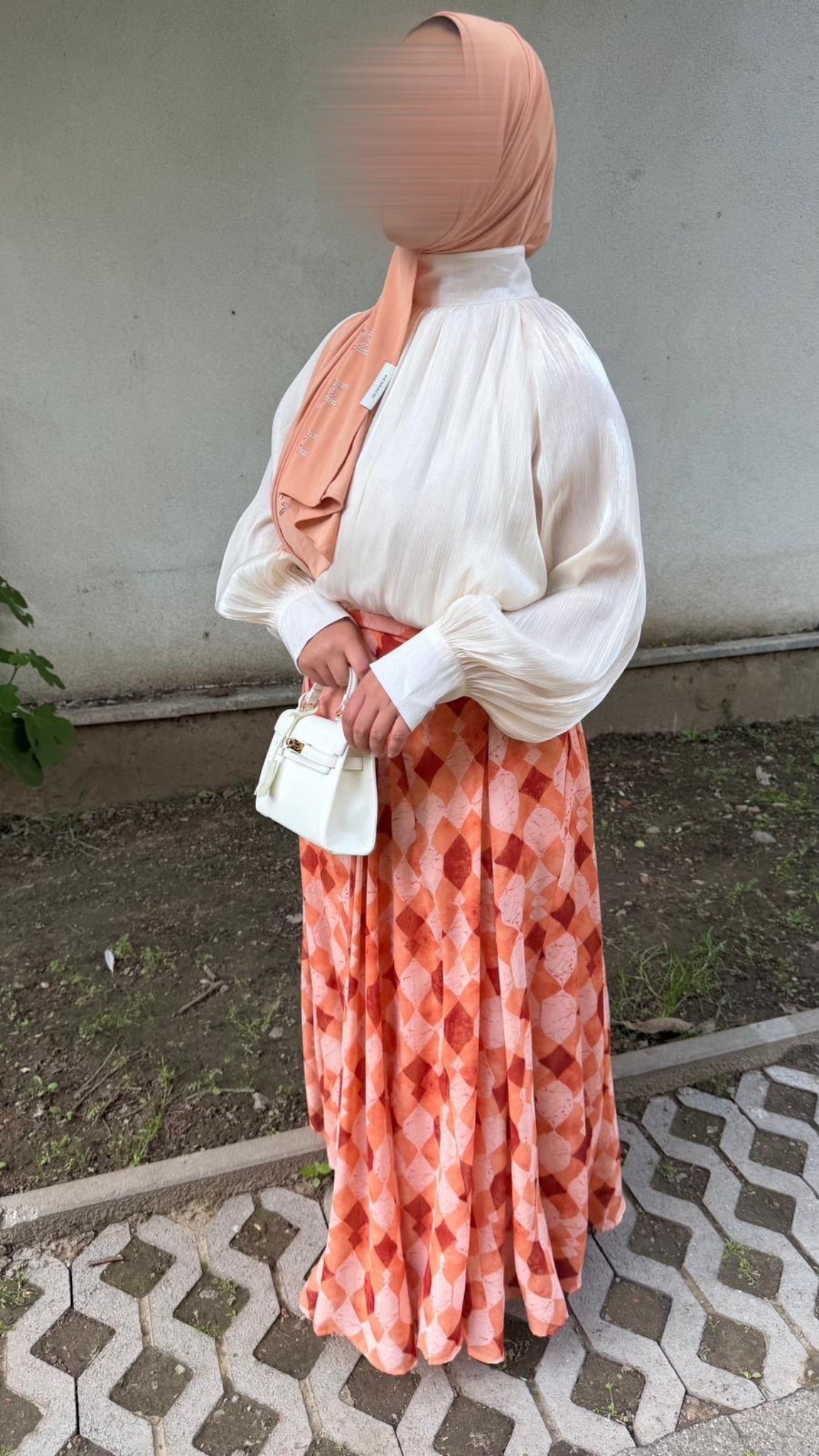 Flowy diamond-print maxi skirt