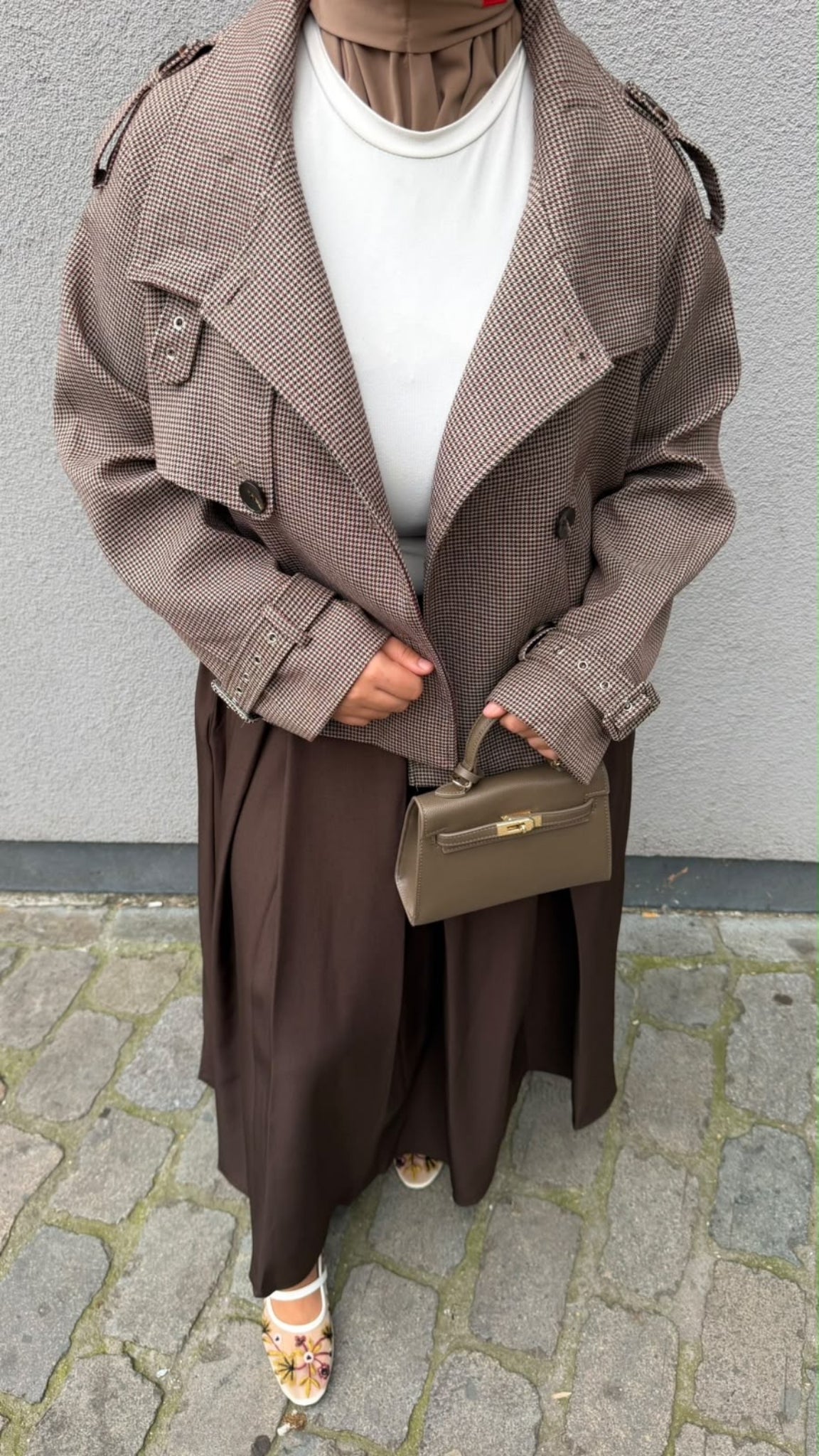 Veste courte structurée à carreaux