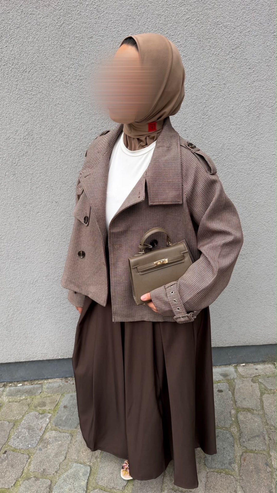 Veste courte structurée à carreaux