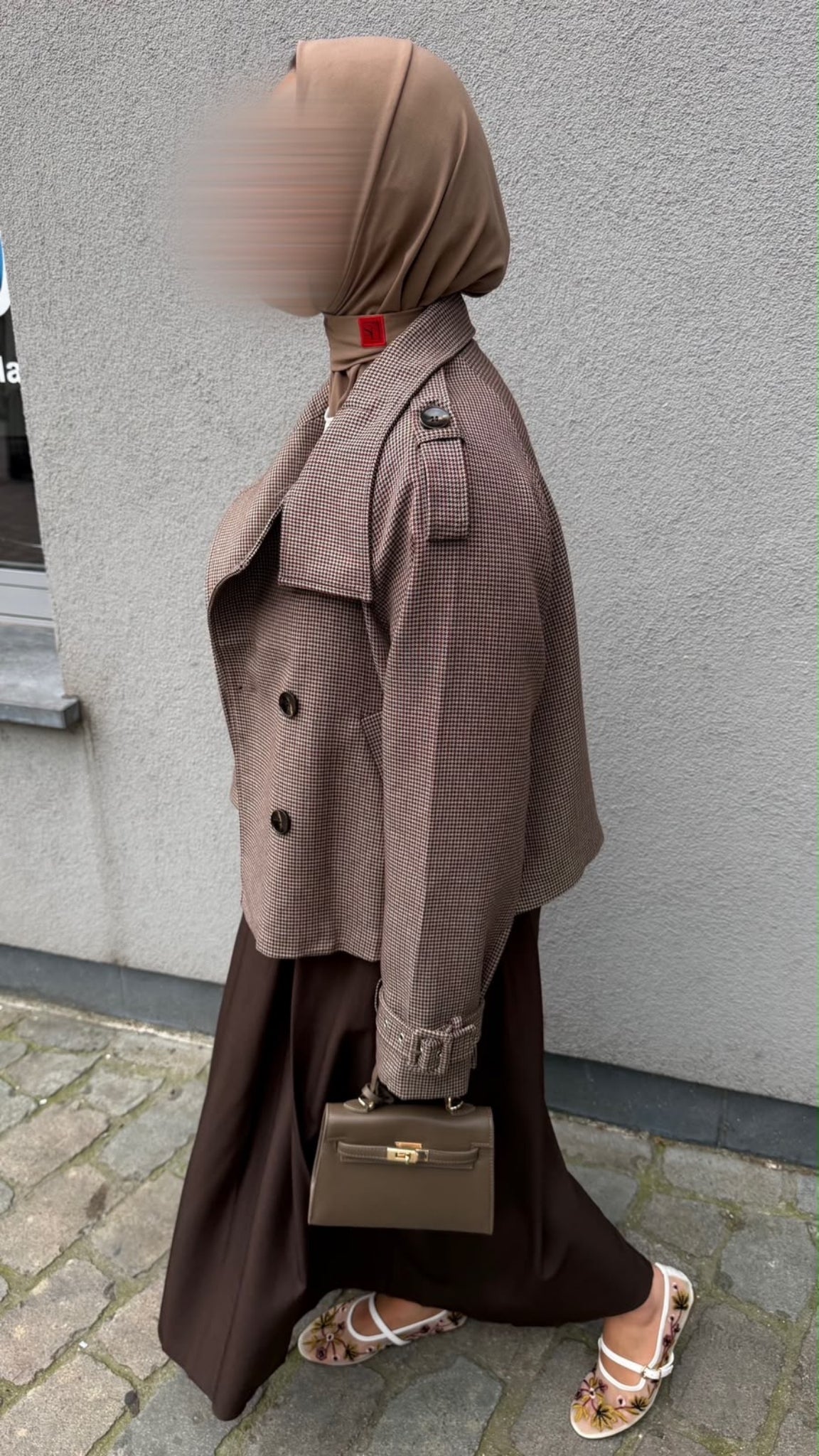 Veste courte structurée à carreaux