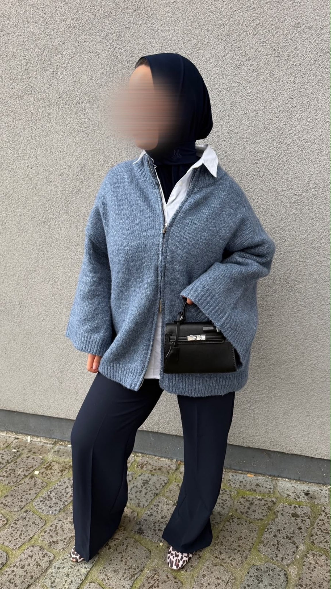 Gilet en maille zippé oversize