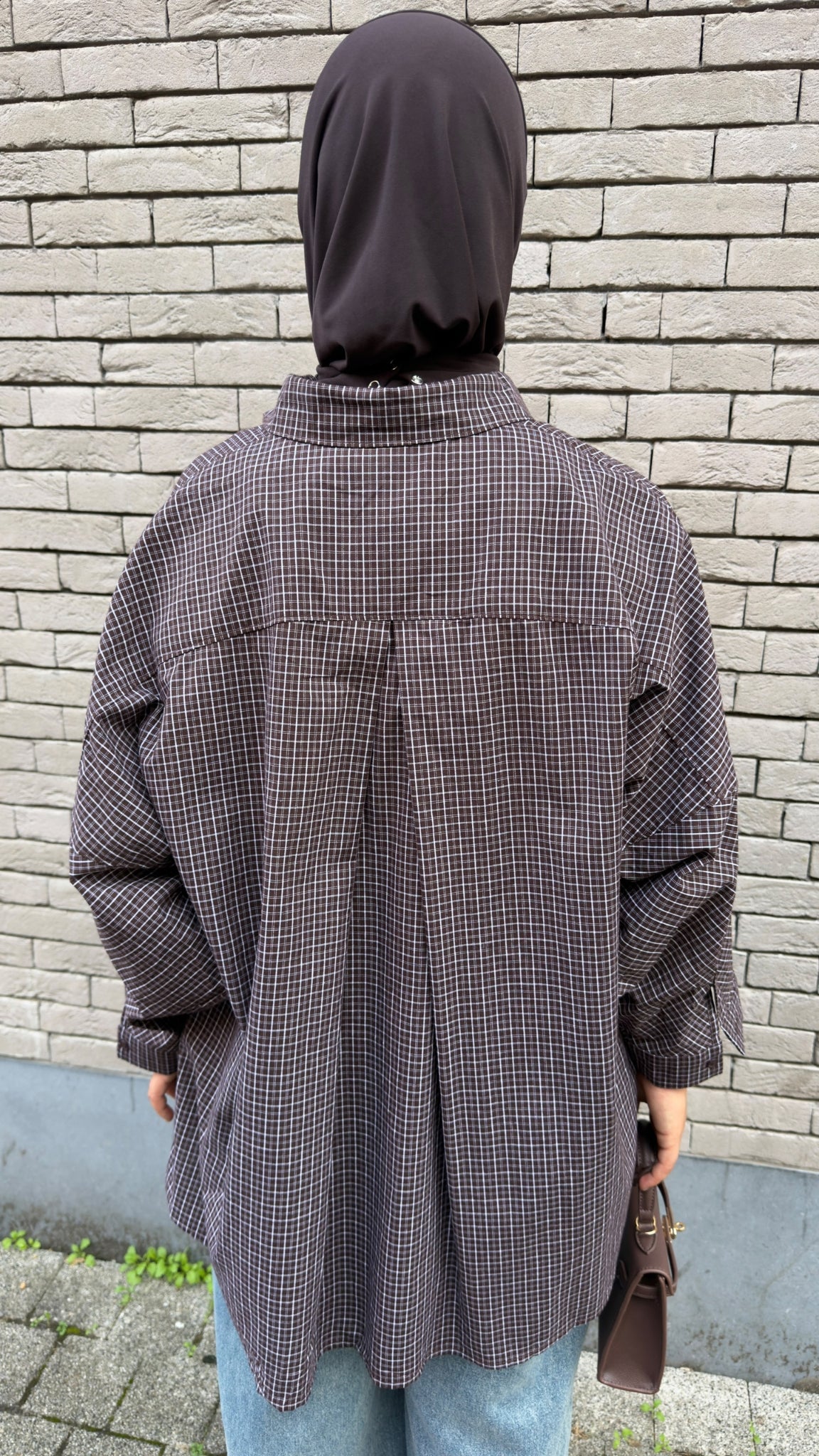 Chemise oversize à petits carreaux