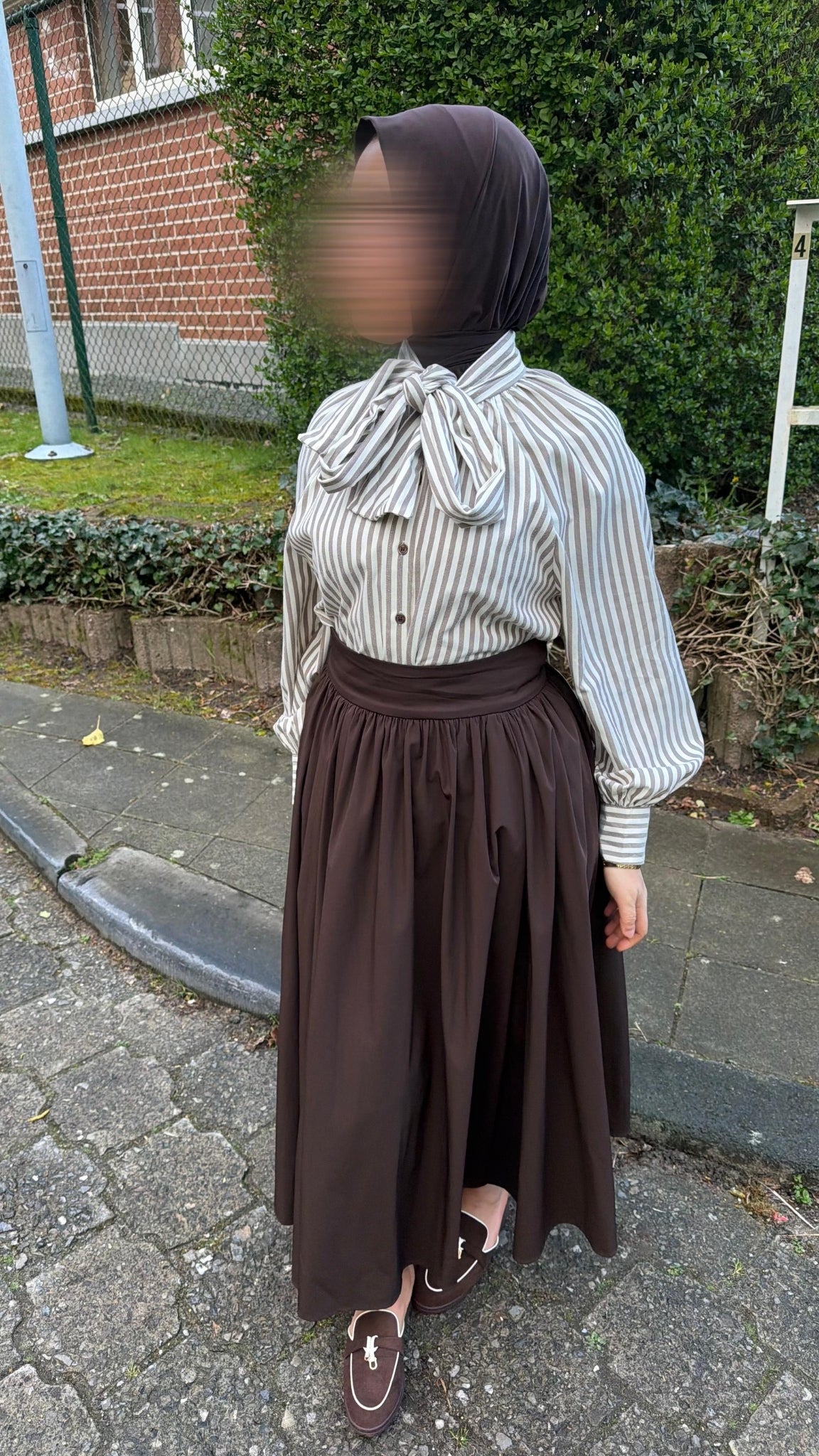 Blouse rayée à nœud col lavallière