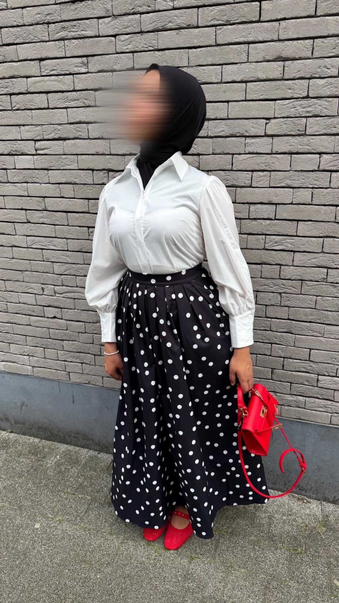 Jupe maxi à pois coupe rétro
