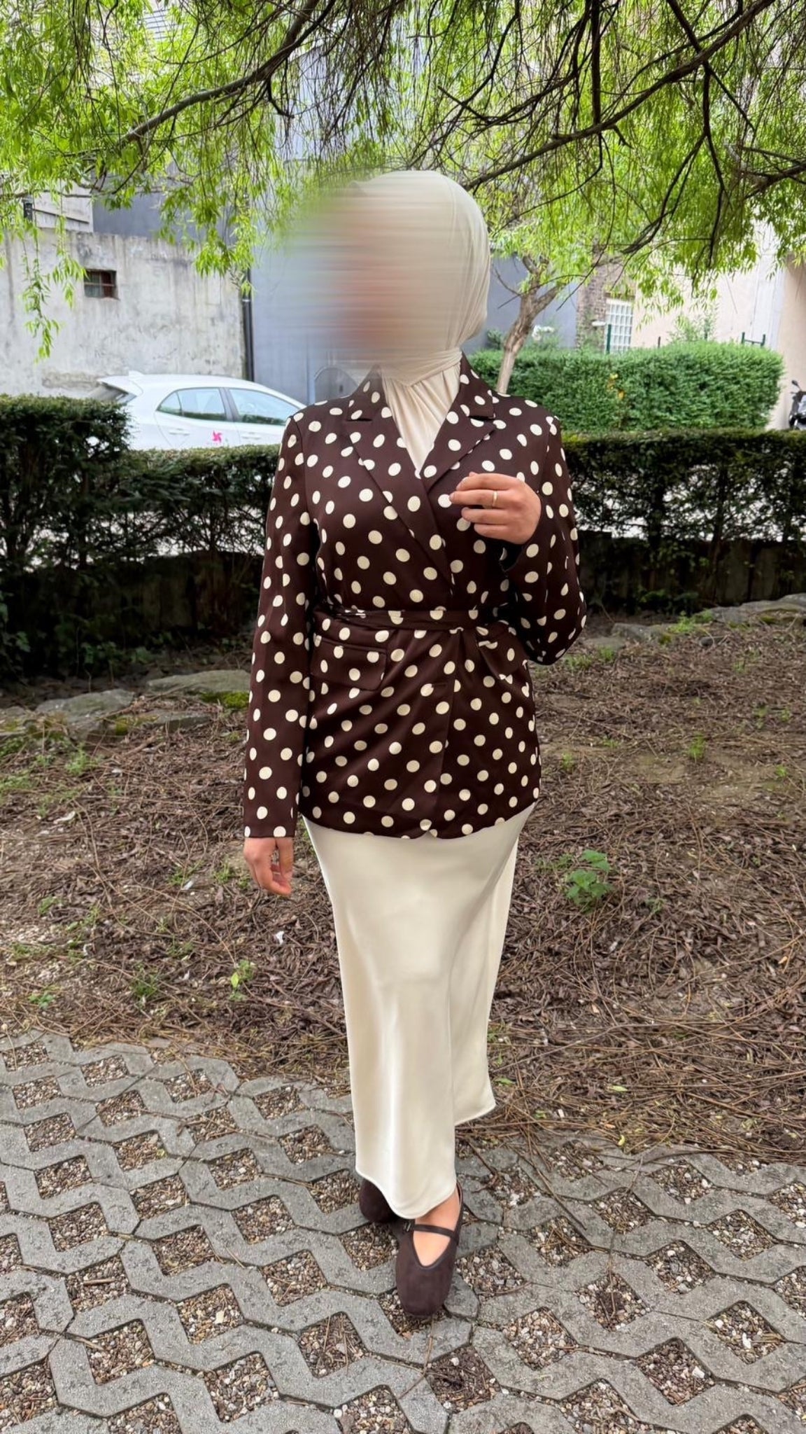 Oversize polka dot shirt top