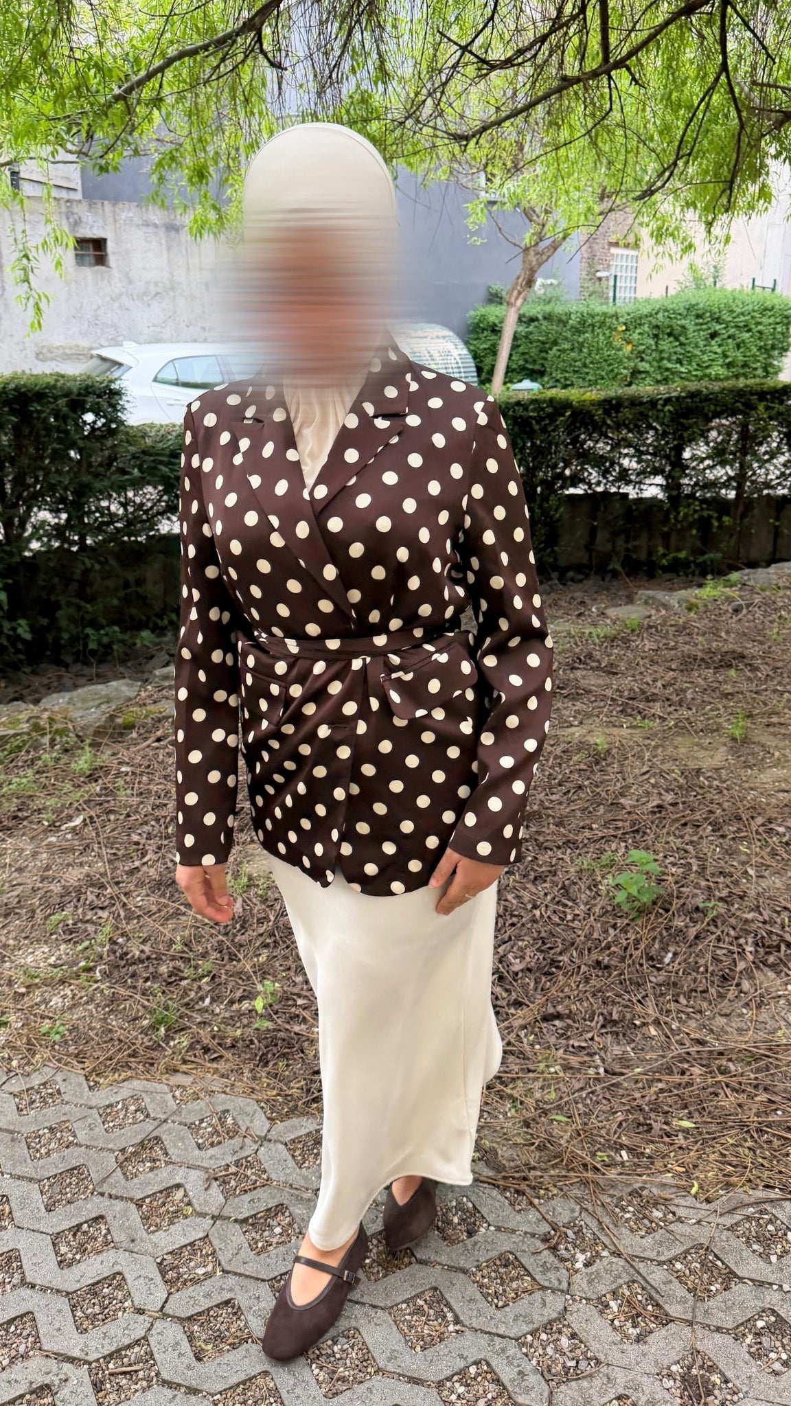 Oversize polka dot shirt top