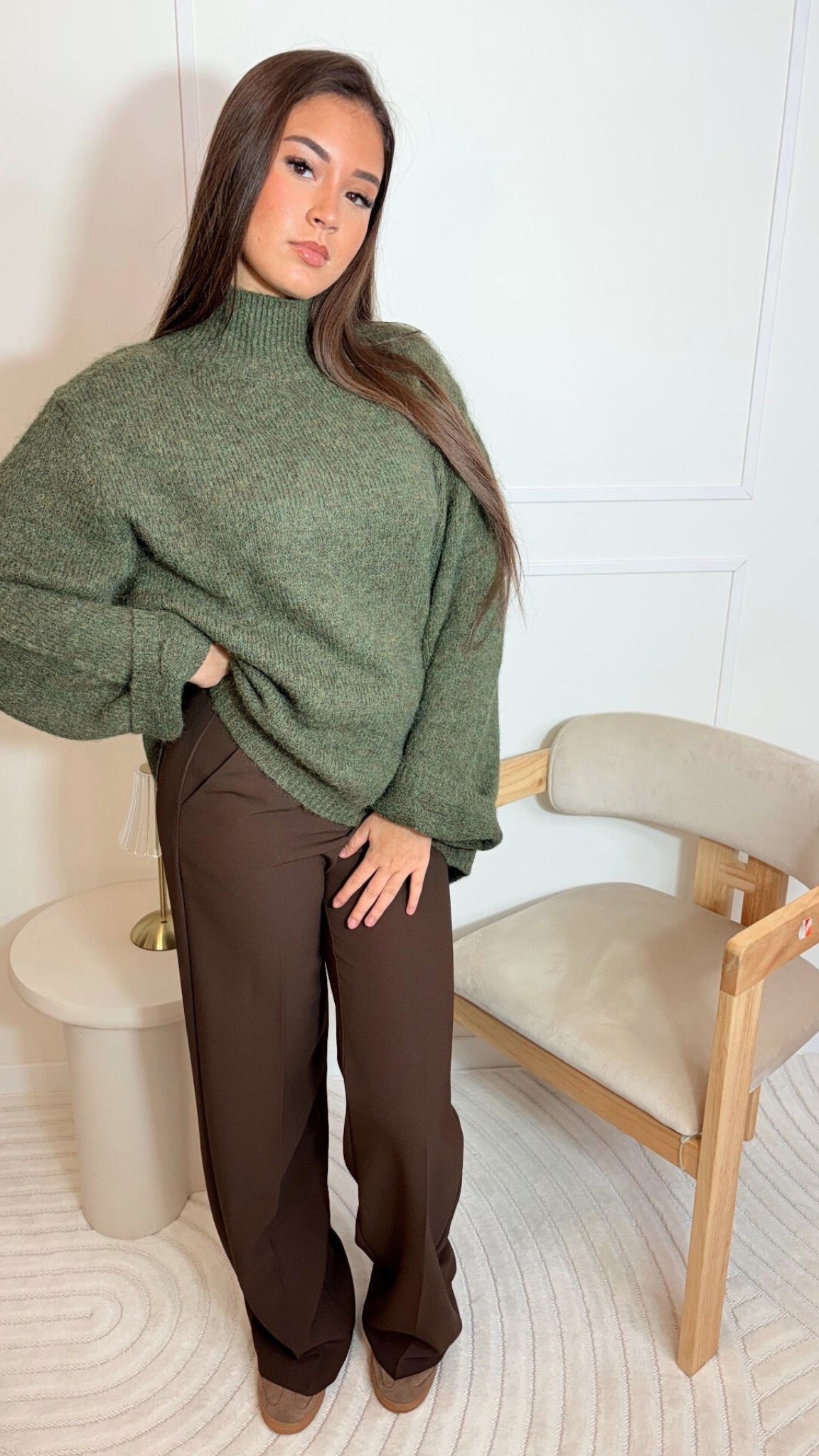 Pull maille col montant