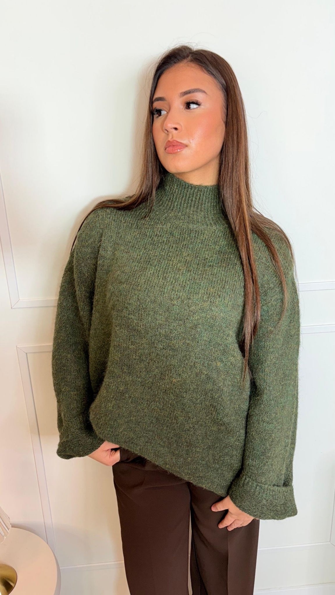 Pull maille col montant