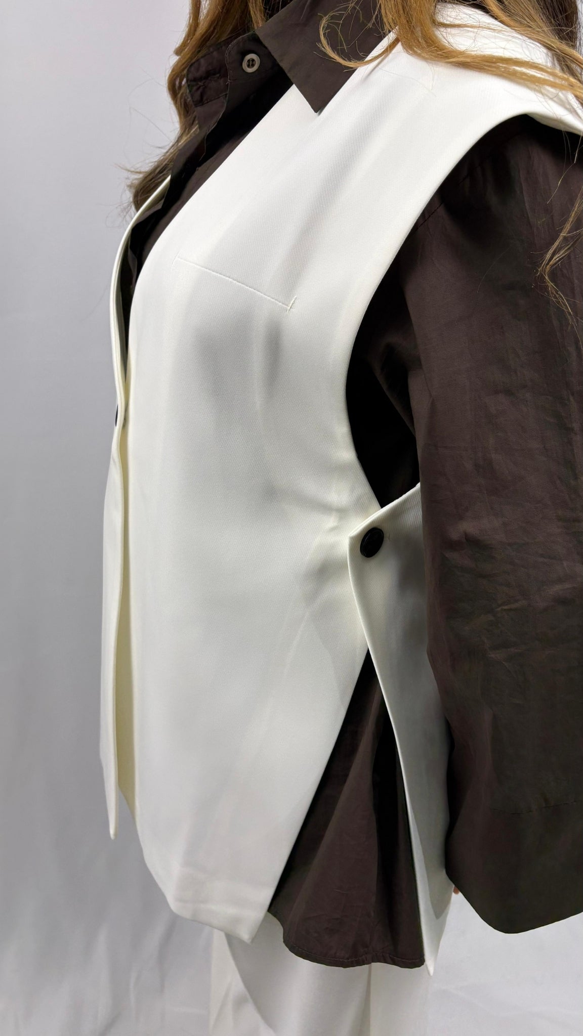 Gestructureerde mouwloze blazer met reverskraag