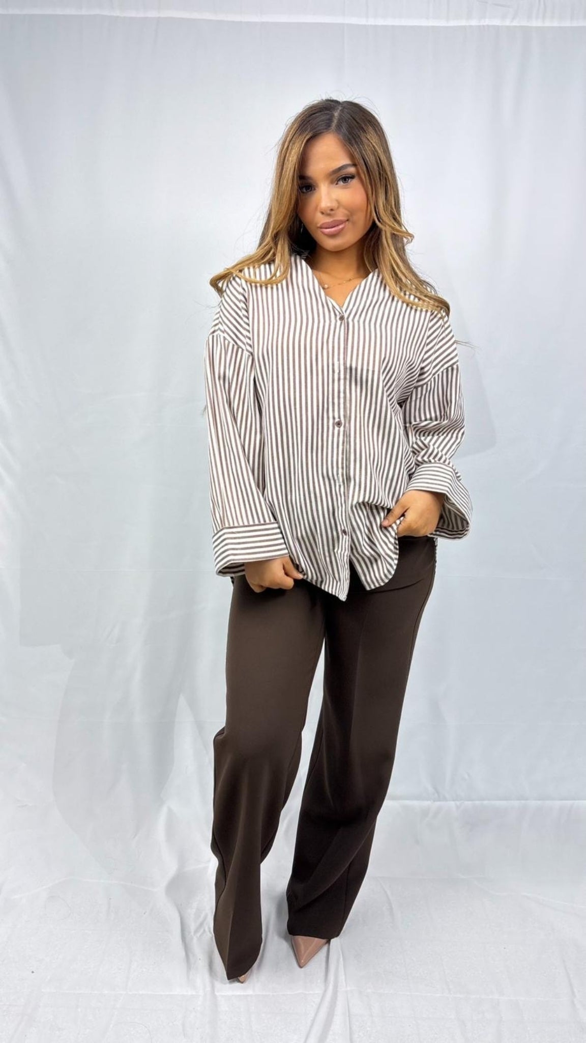 Chemise oversize à fines rayures