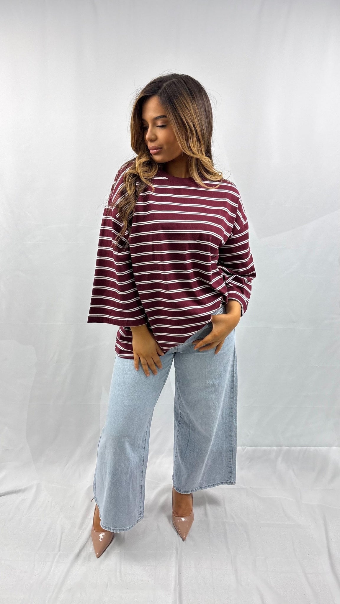 T-shirt oversize à rayures marinières