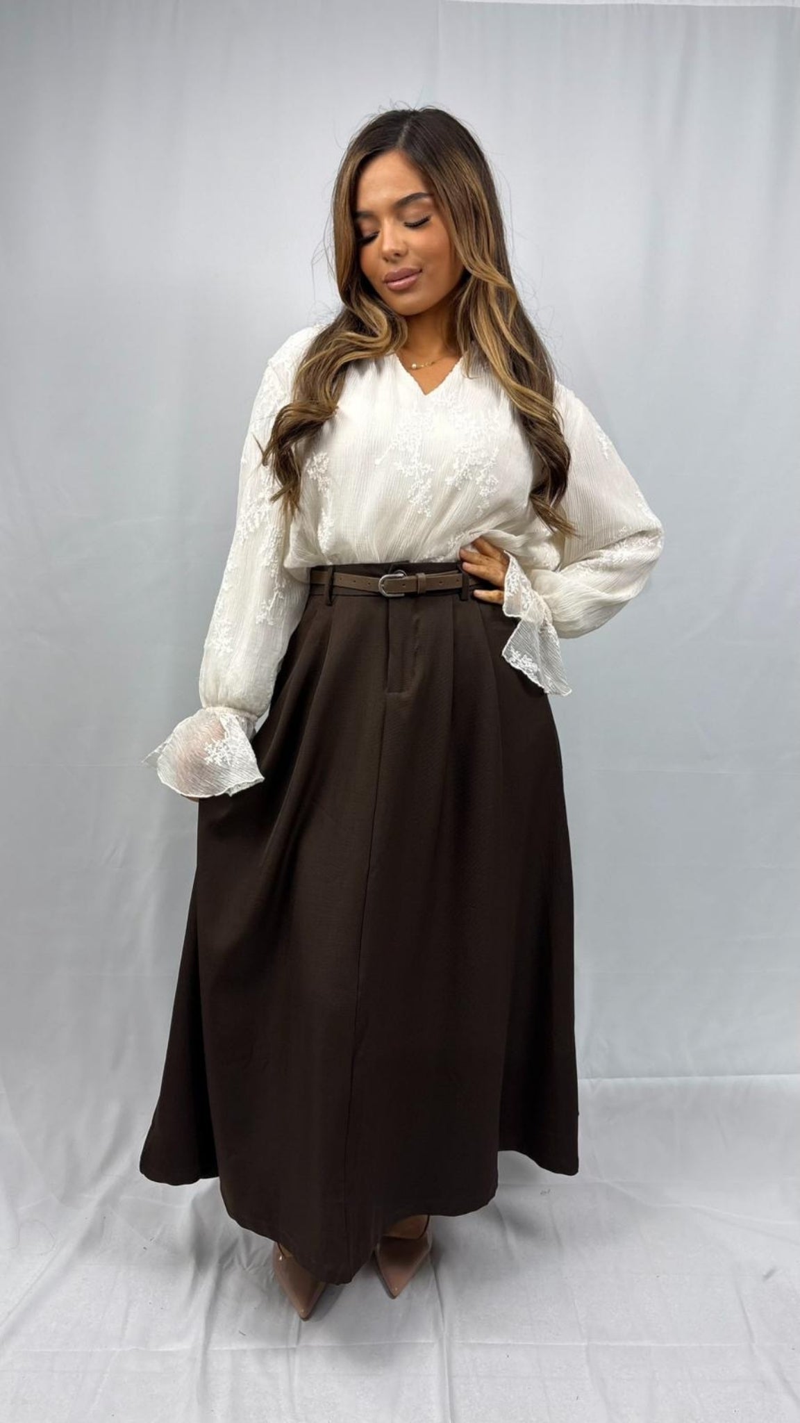 Blouse romantique à manches évasées
