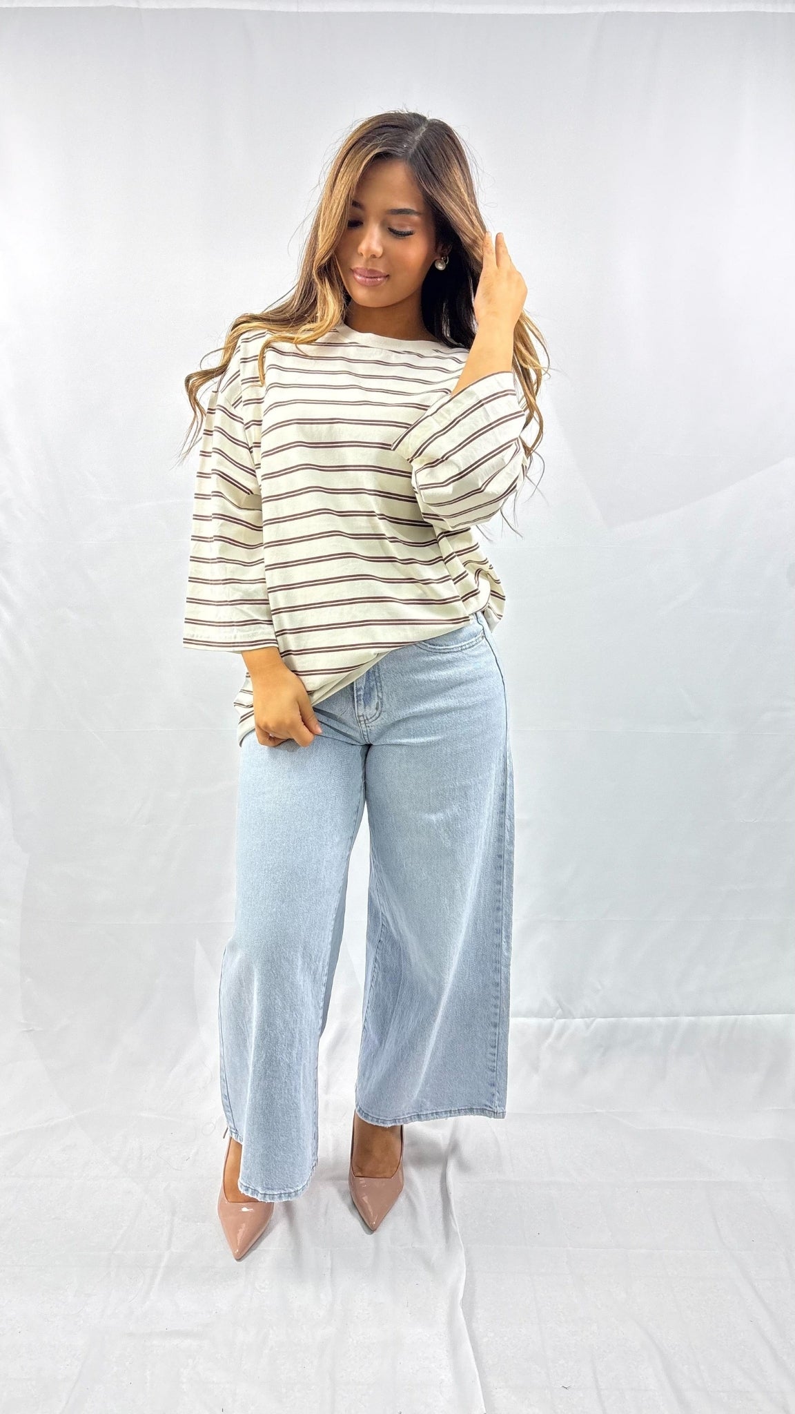 T-shirt oversize à rayures marinières