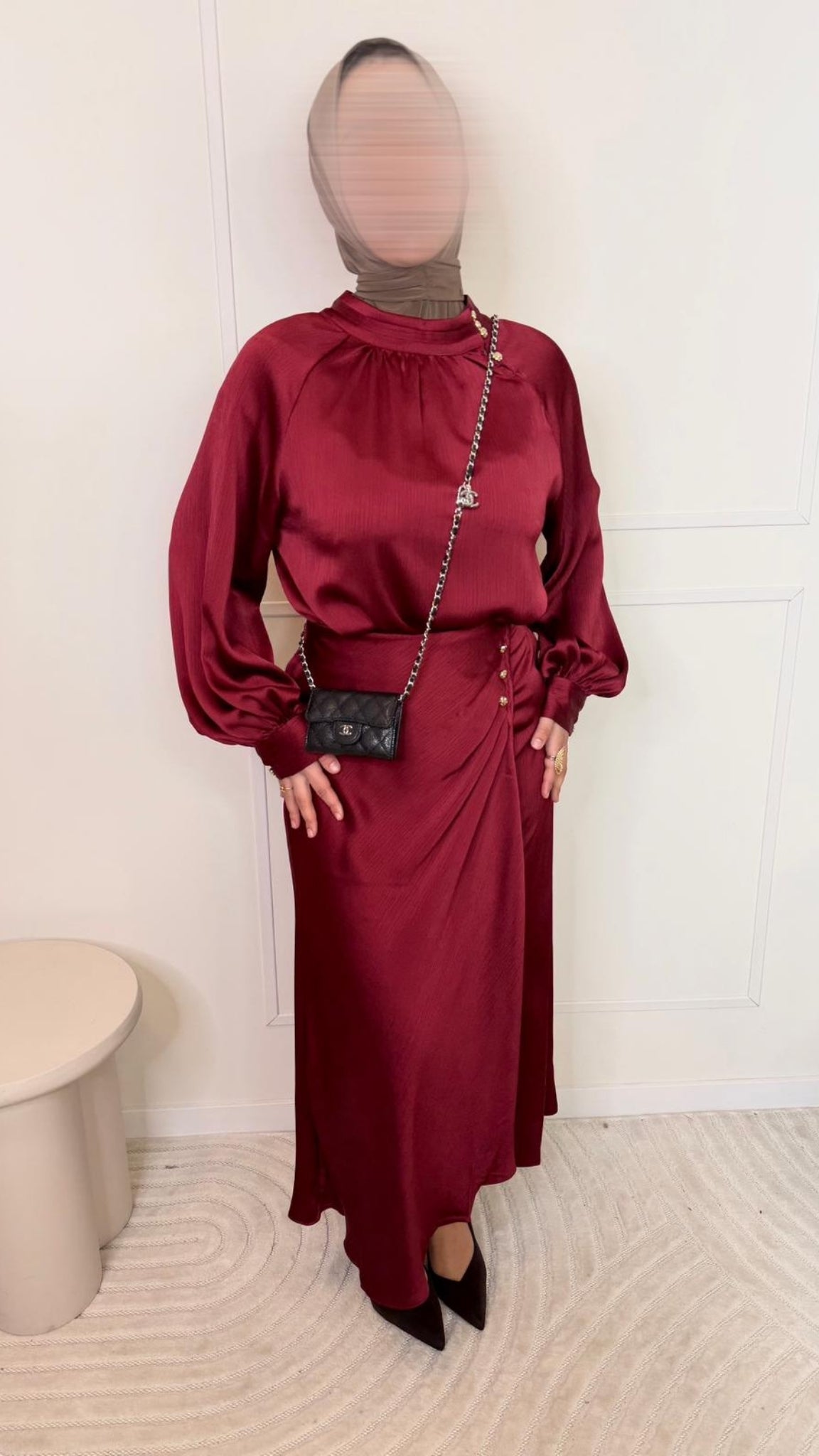 Blouse satinée à manches longues