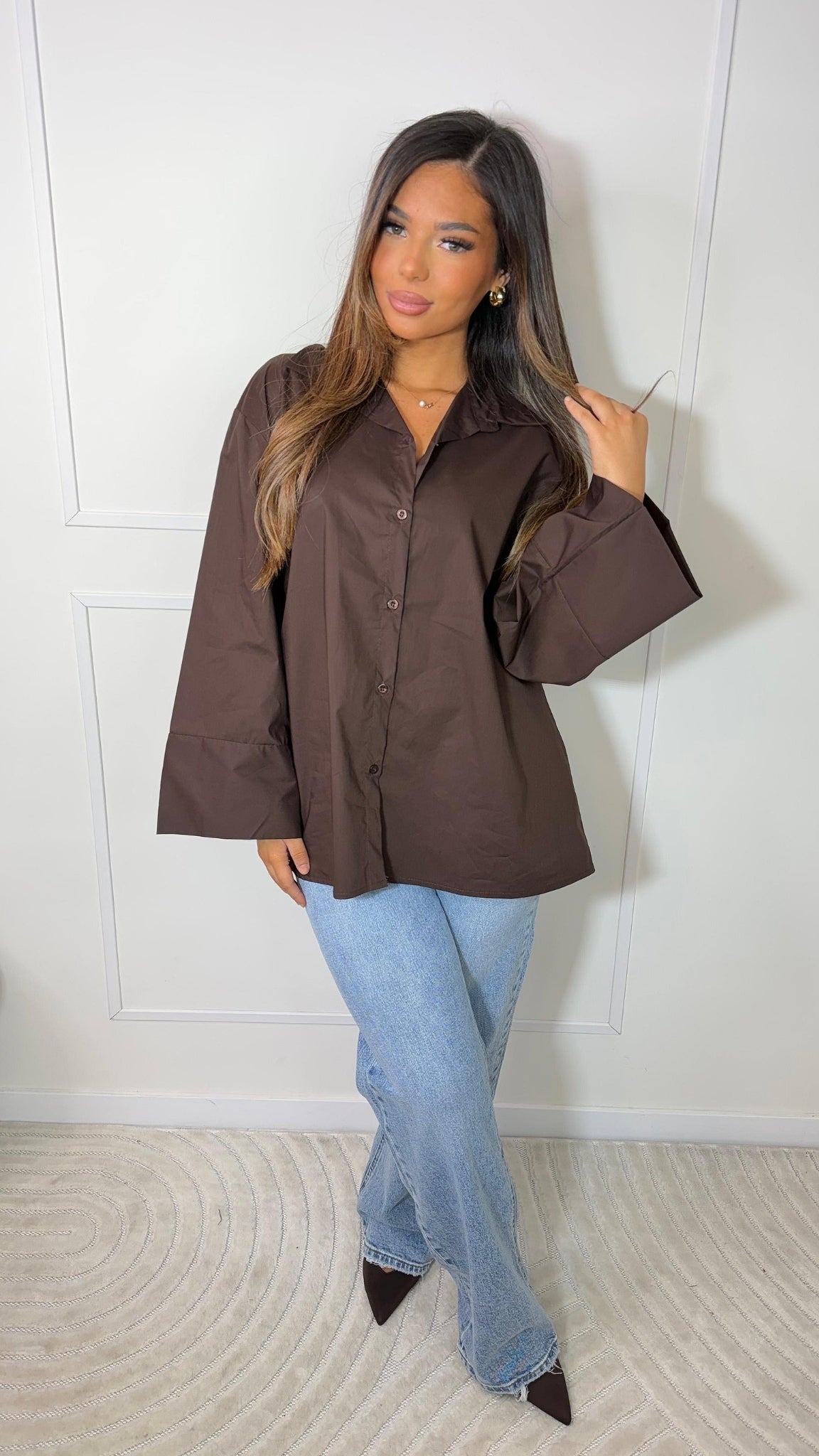 Oversized flowy button-down shirt