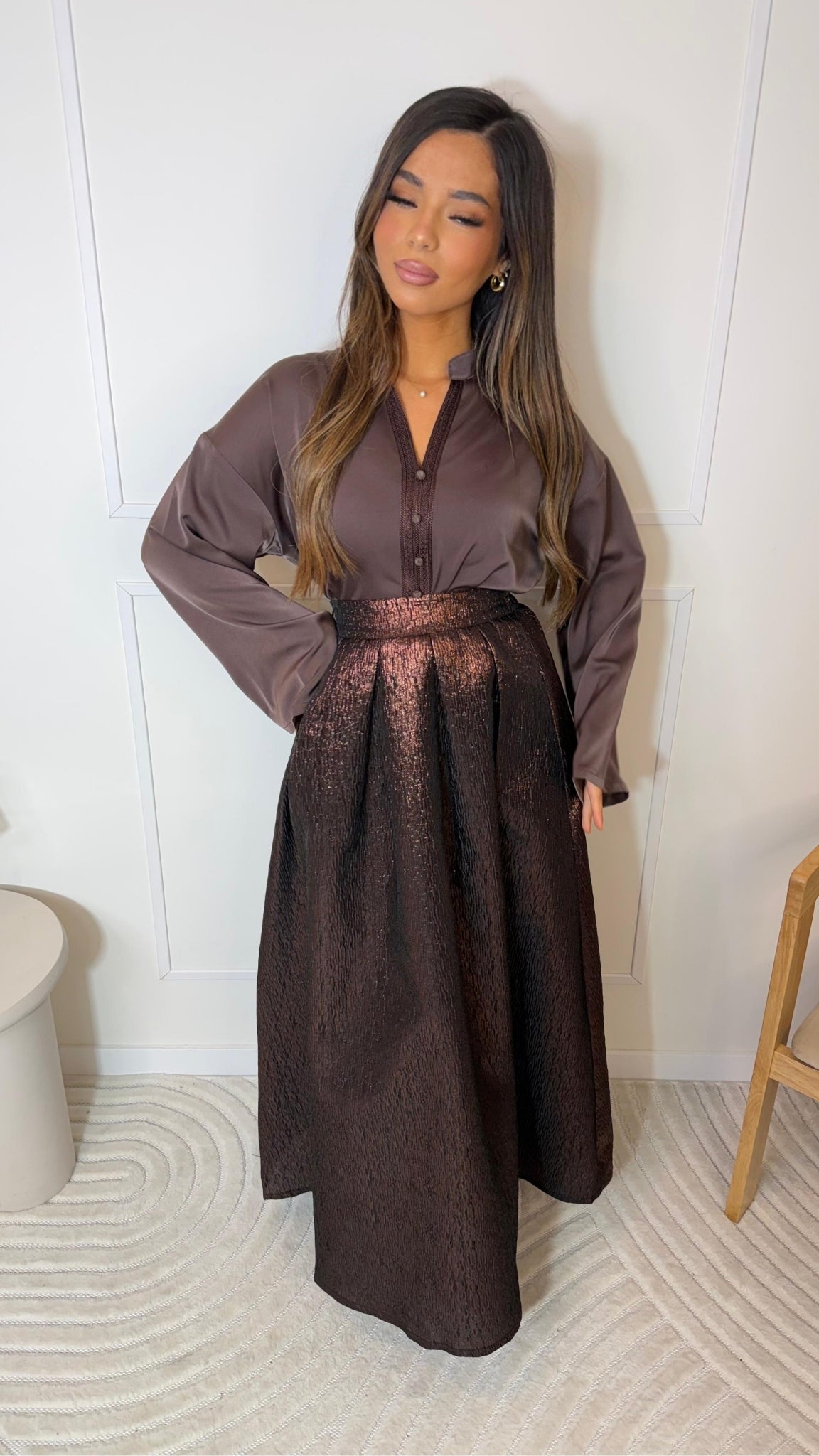 Structured blouse and skirt set