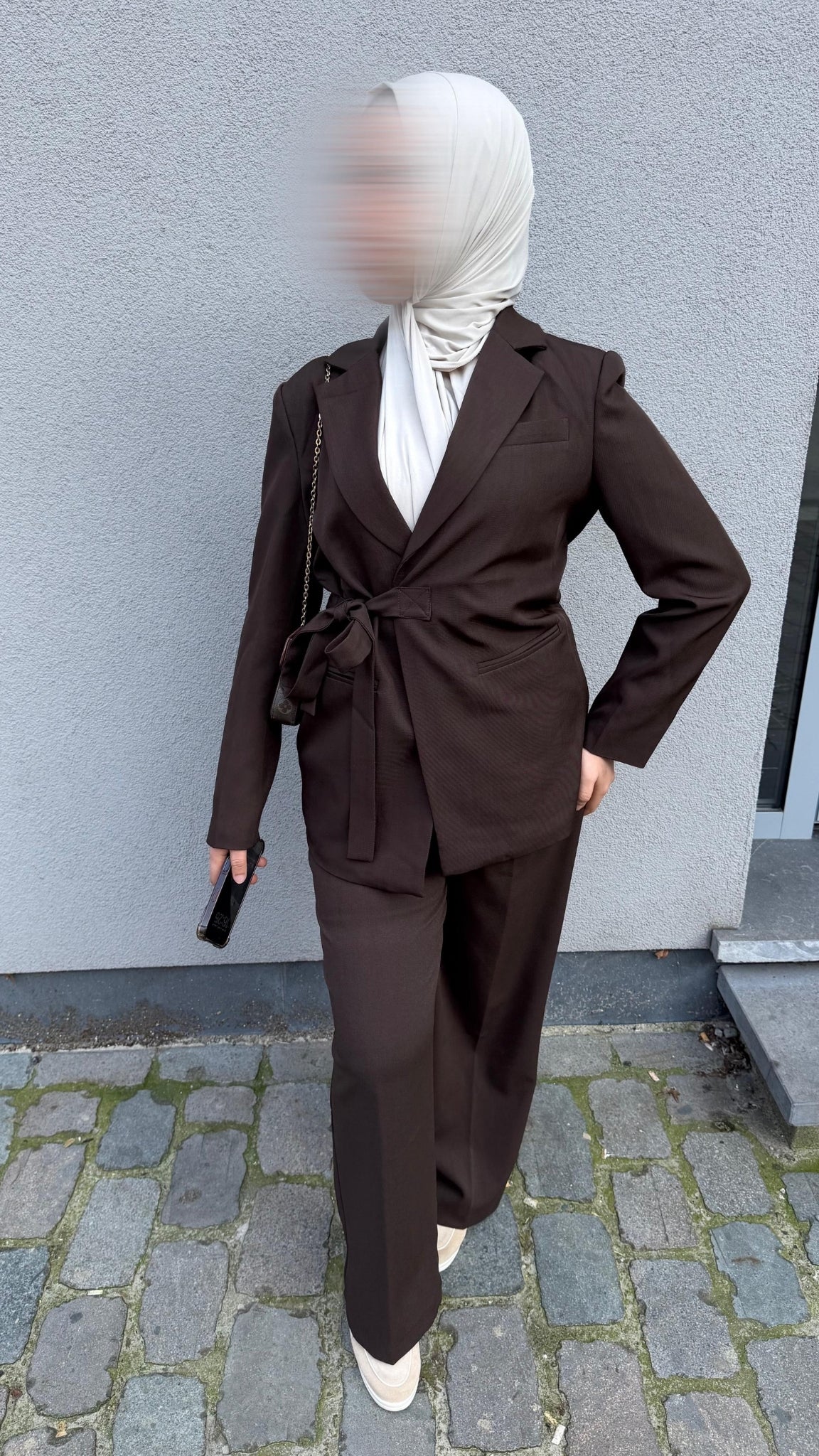 Gestructureerde blazer met ceintuur