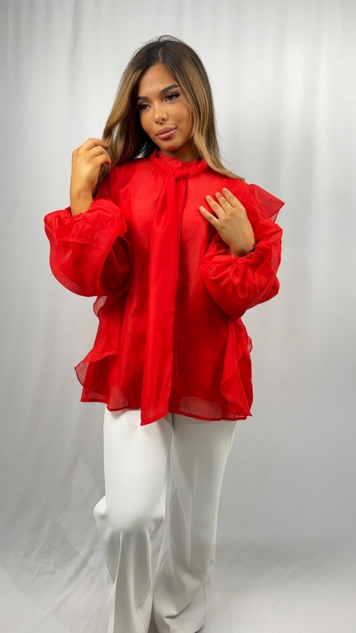 Coquette Blouse with Tie Neck