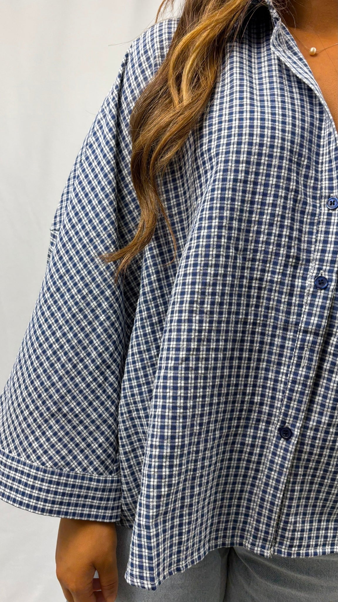 Chemise oversize à carreaux boutonnée