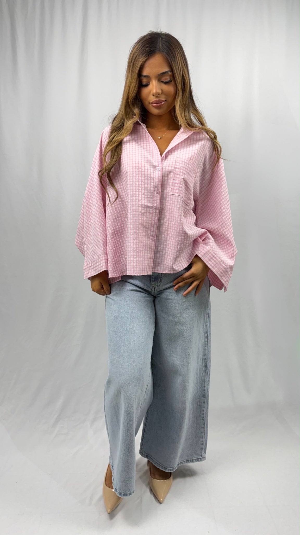 Chemise oversize à carreaux boutonnée