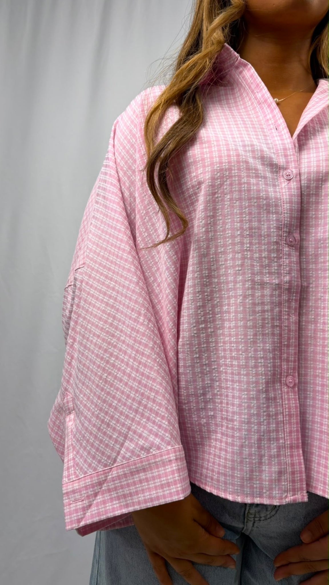 Chemise oversize à carreaux boutonnée