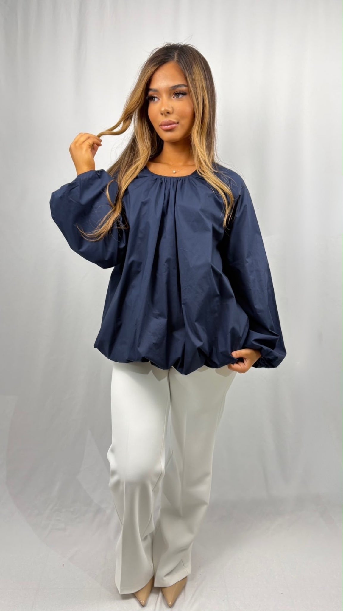 Blouse oversize manches bouffantes