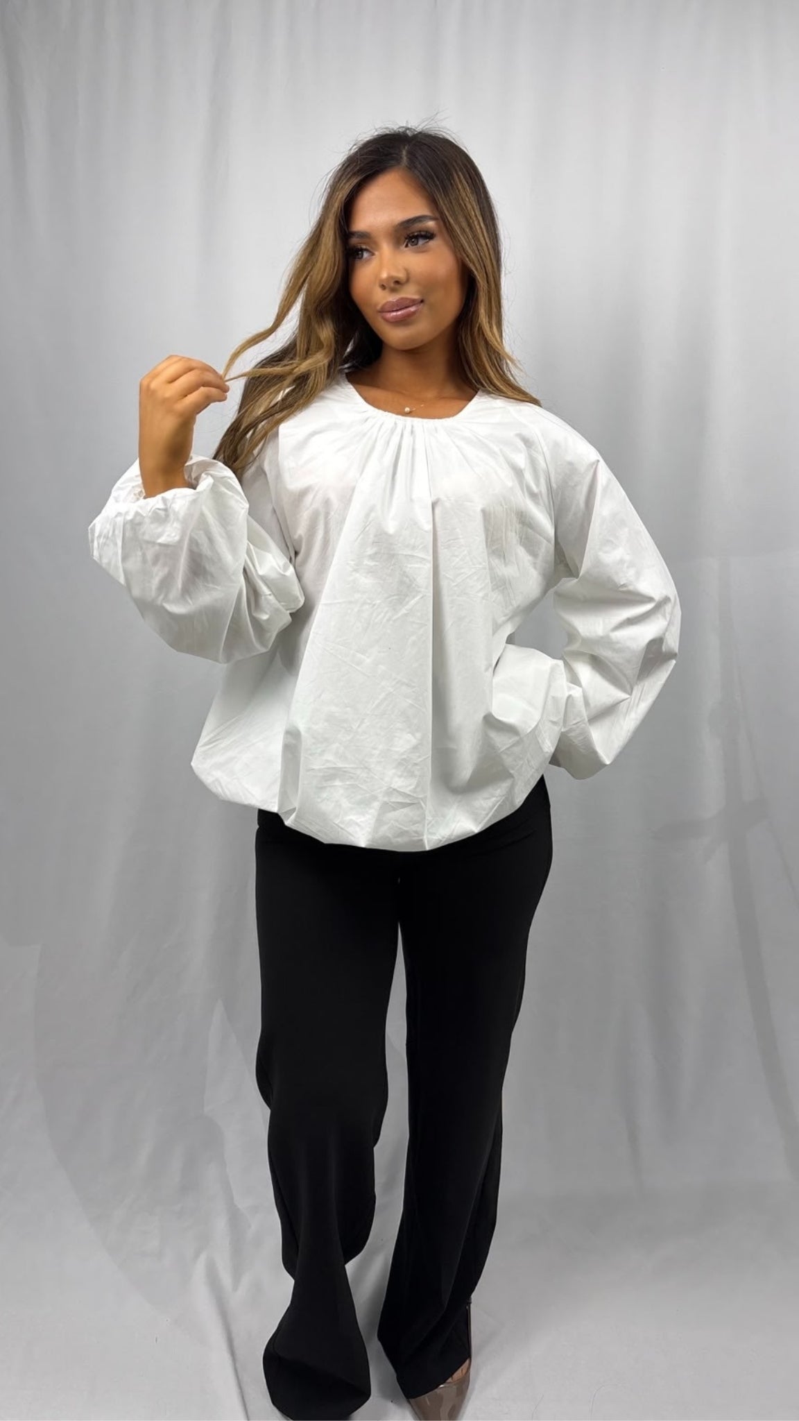 Blouse oversize manches bouffantes