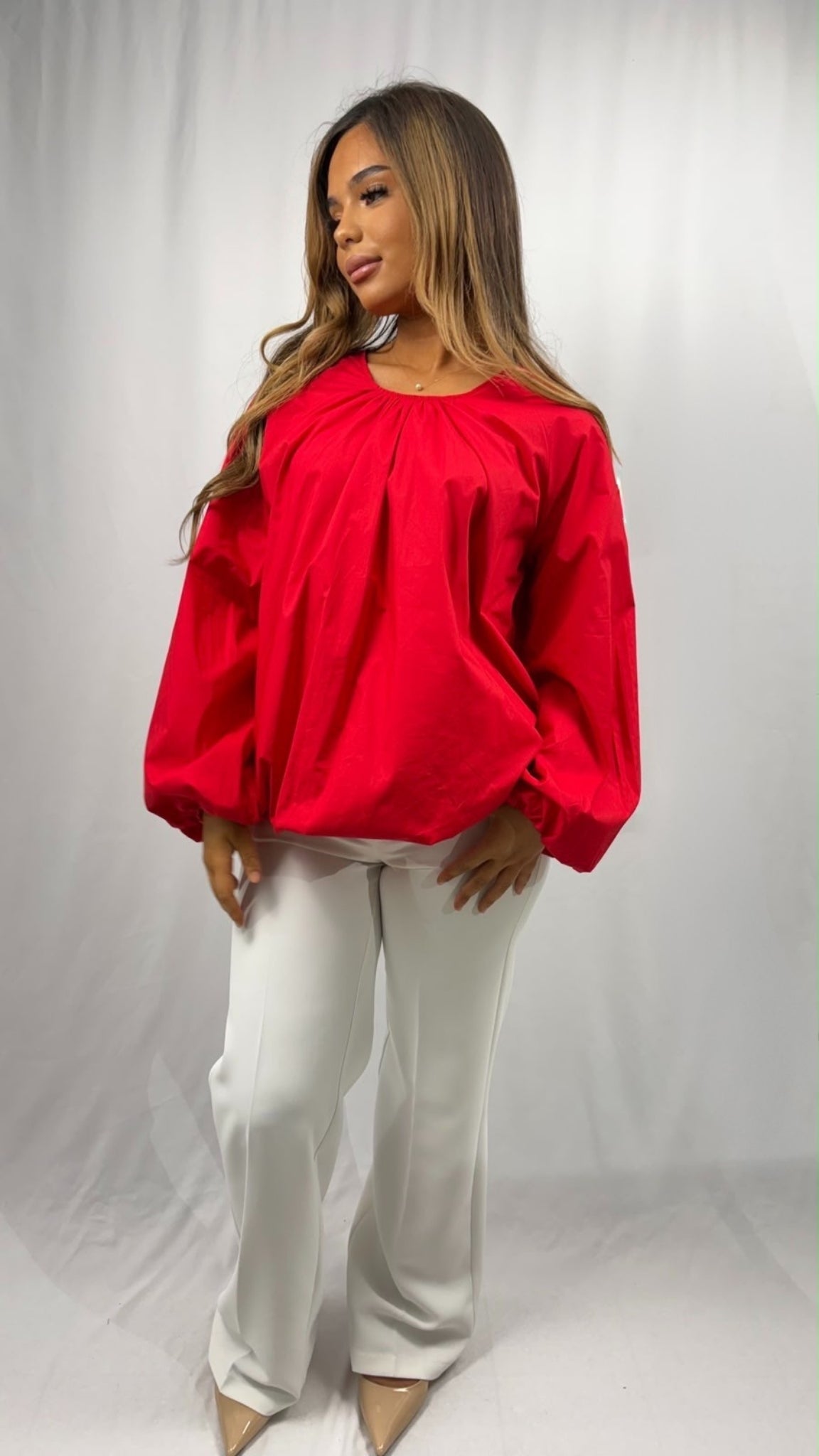 Blouse oversize manches bouffantes