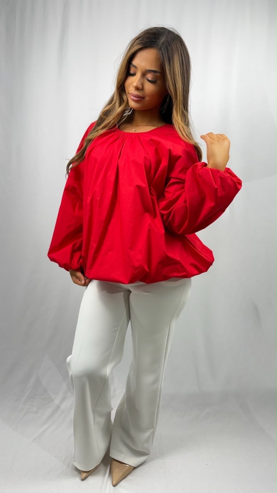 Blouse oversize manches bouffantes