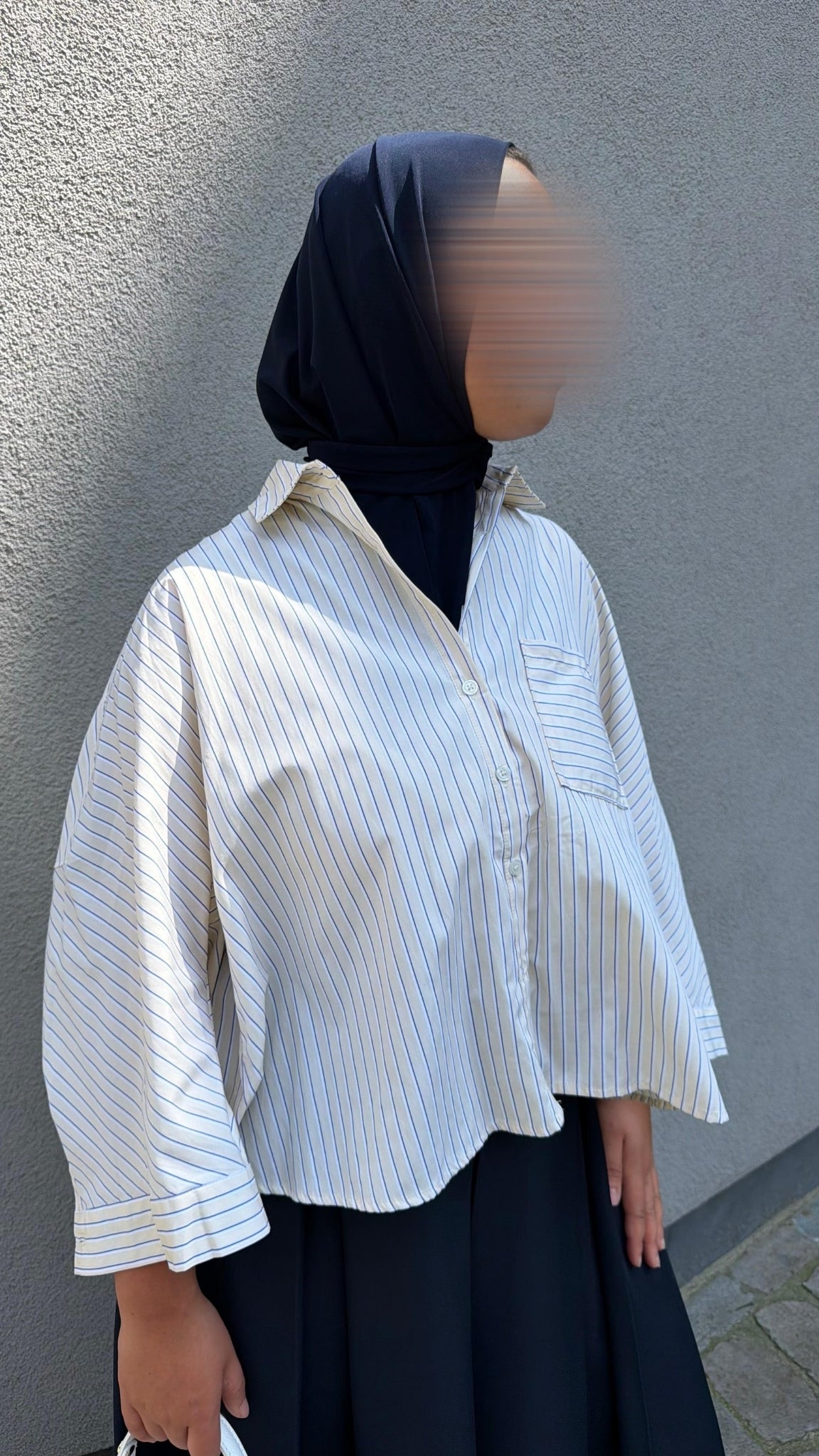 Chemise courte ample rayures fines