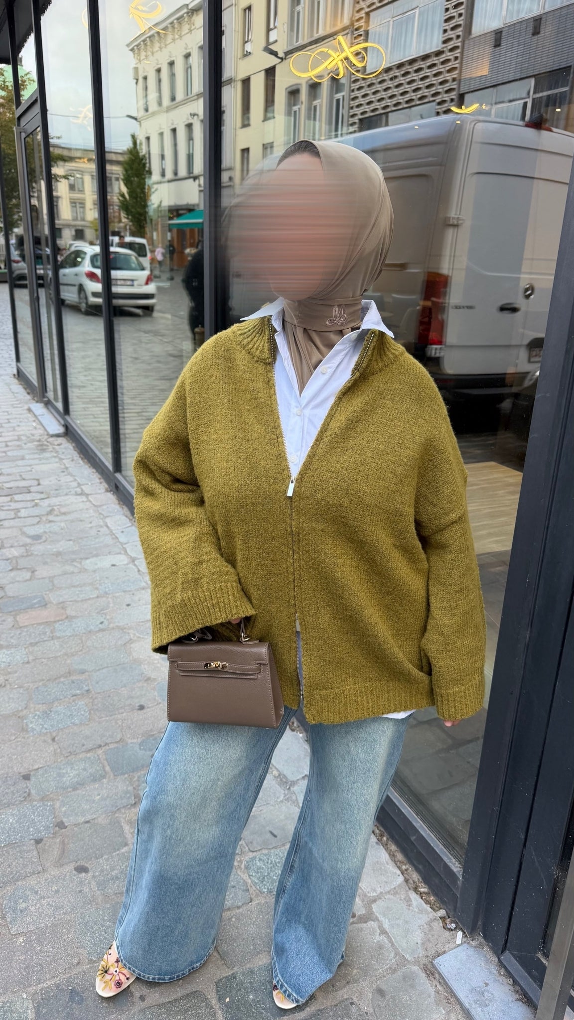 Gilet en maille zippé oversize