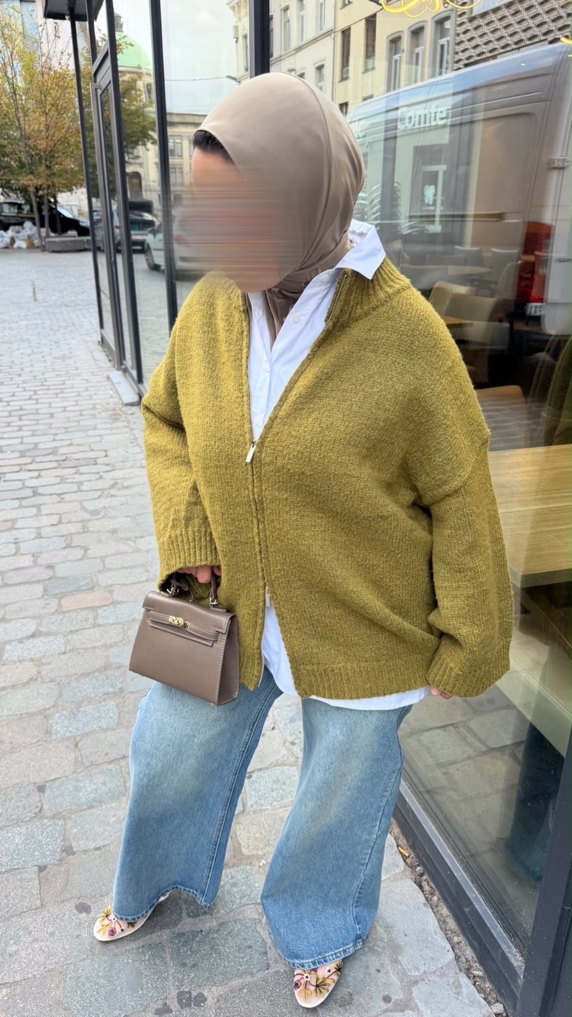 Gilet en maille zippé oversize
