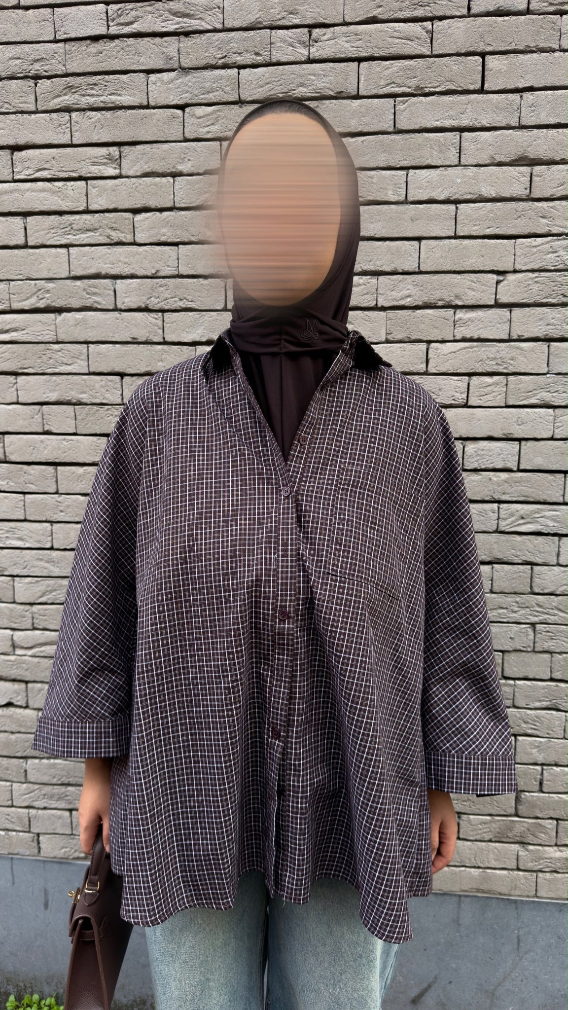 Chemise oversize à petits carreaux